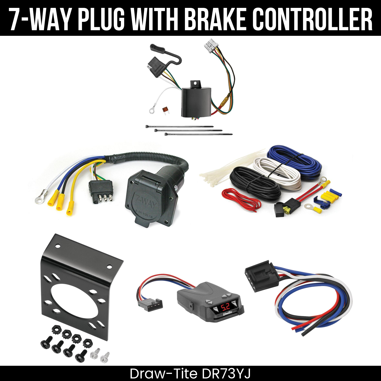 Trailer Wiring 7-Way Economy Plug w/ Bracket , Draw-Tite Activator IV Brake Control