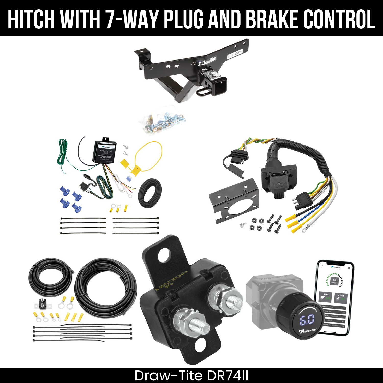 Draw Tite DR74II Hitch With 7 Way Plug And Brake Control Bundle Featureimg