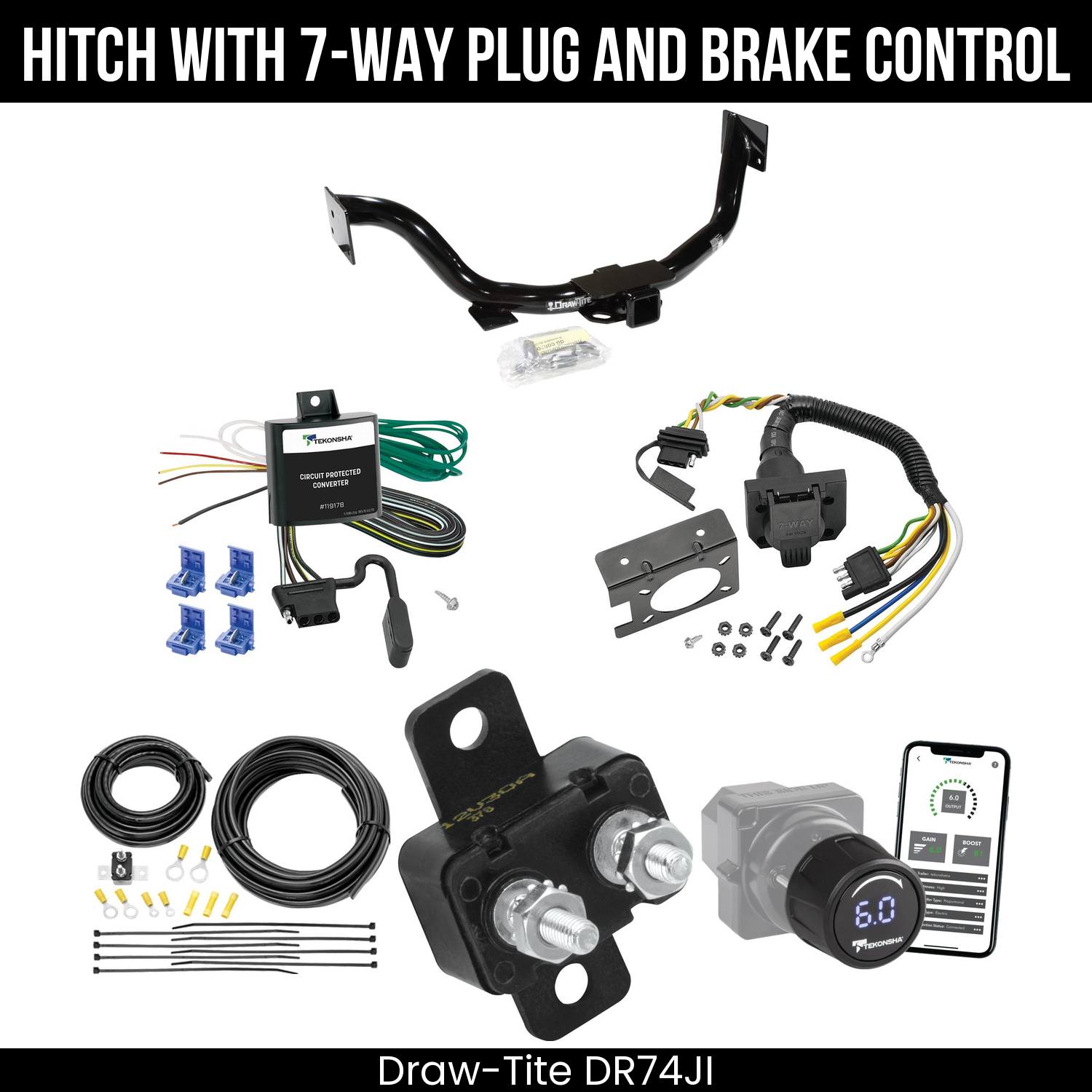 Draw Tite DR74JI Hitch With 7 Way Plug And Brake Control Bundle Featureimg