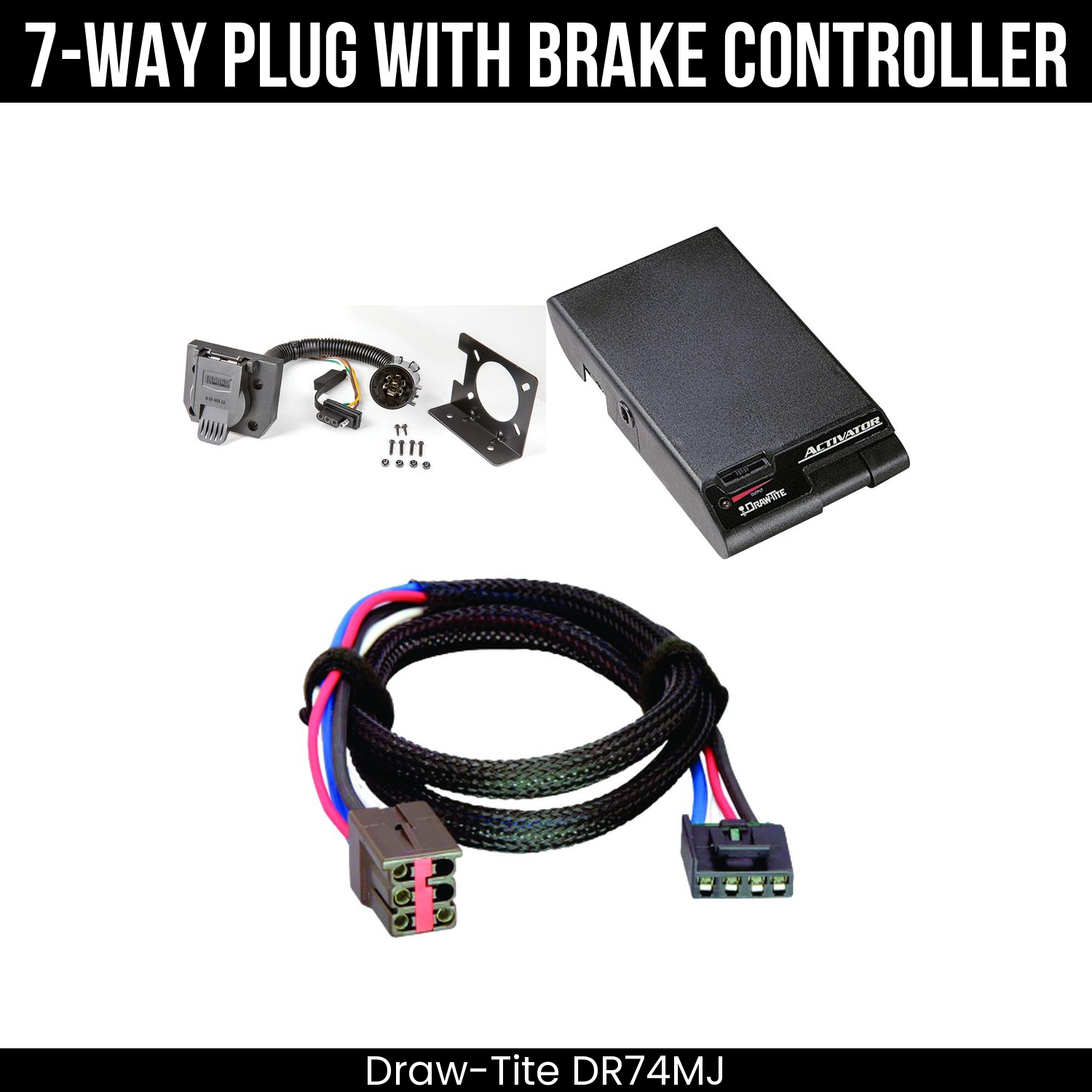 Trailer Wiring 7-Way Plug w/ Bracket , Draw-Tite Activator Brake Control