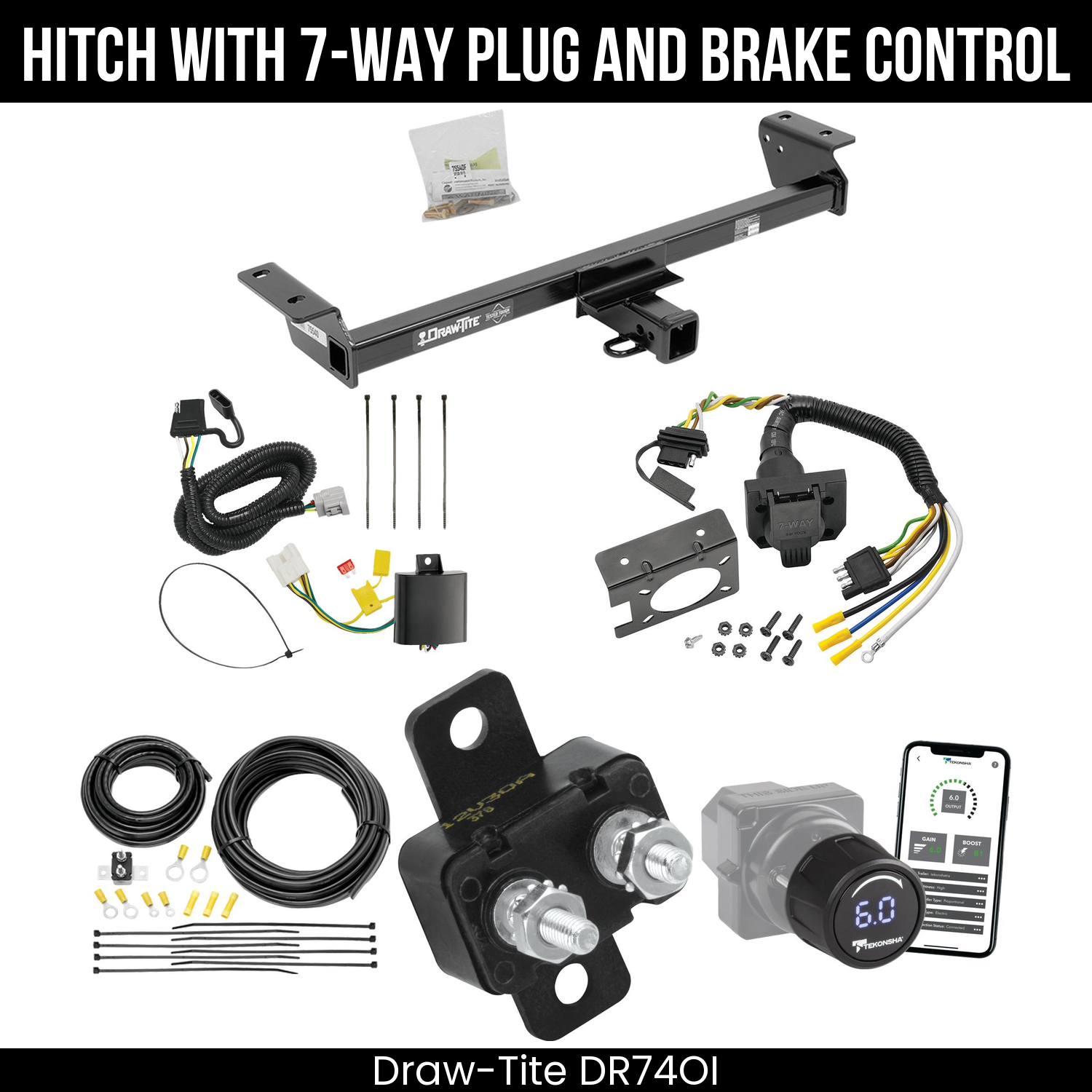 Draw Tite DR74OI Hitch With 7 Way Plug And Brake Control Bundle Featureimg
