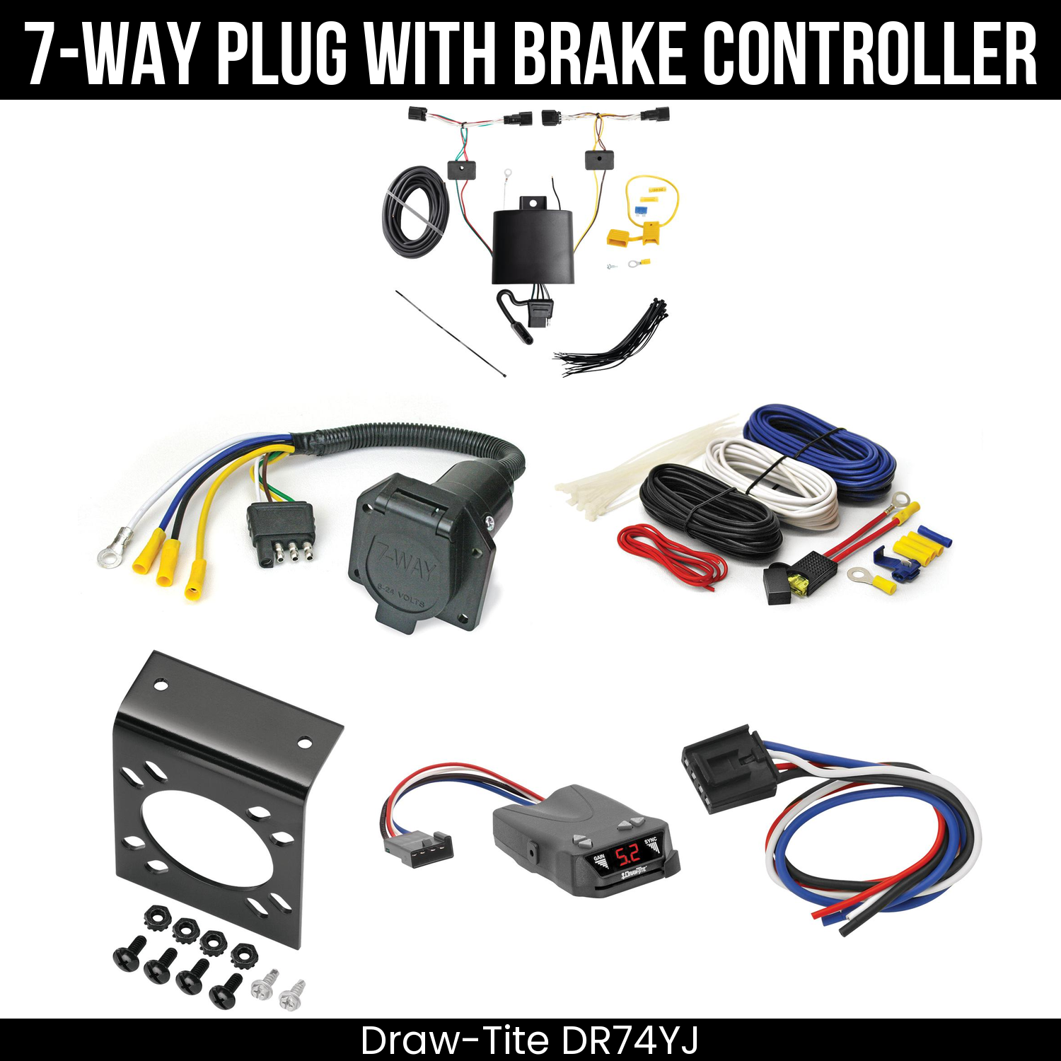 Trailer Wiring 7-Way Economy Plug w/ Bracket , Draw-Tite Activator IV Brake Control