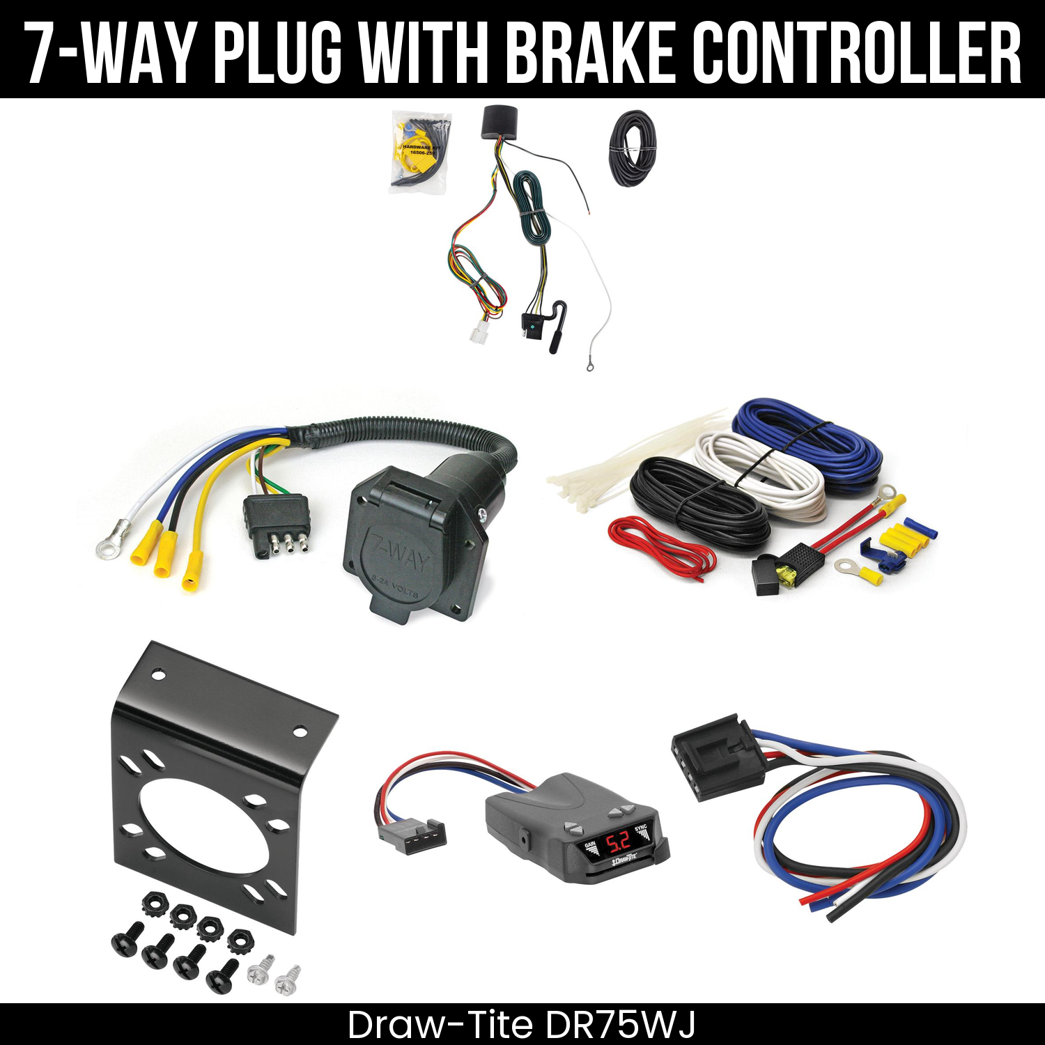 Trailer Wiring 7-Way Economy Plug w/ Bracket , Draw-Tite Activator IV Brake Control