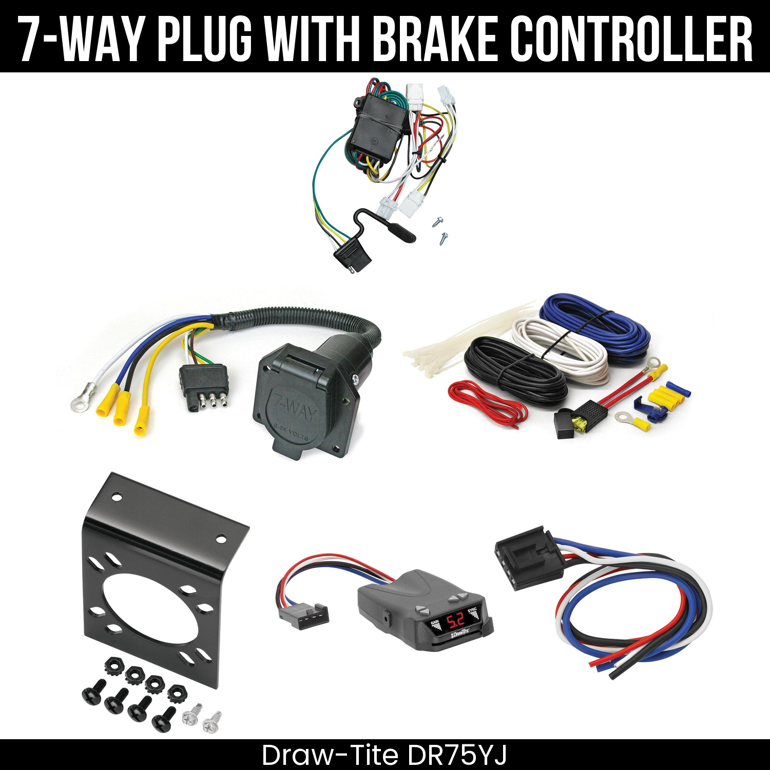 Trailer Wiring 7-Way Economy Plug w/ Bracket , Draw-Tite Activator IV Brake Control