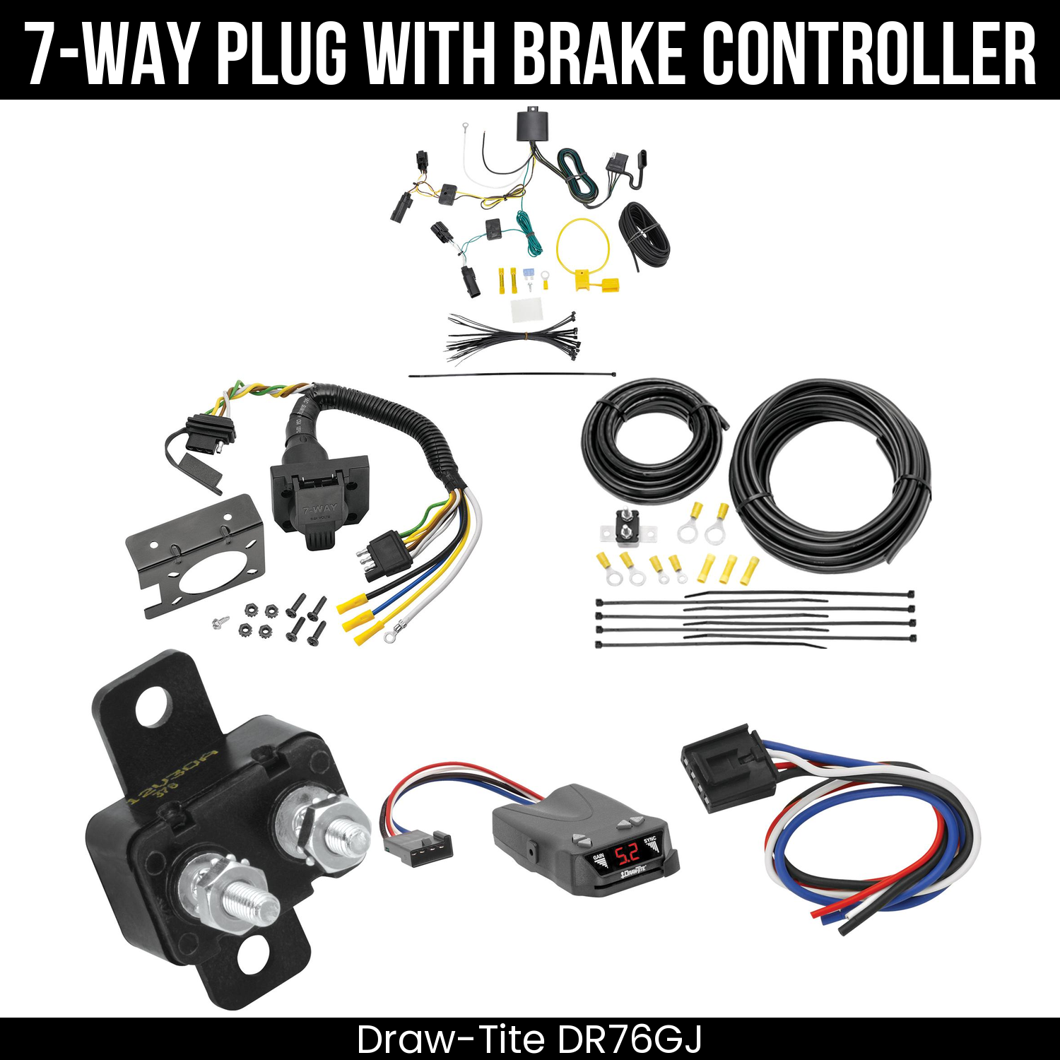 Trailer Wiring 7-Way Plug w/ Bracket , Draw-Tite Activator IV Brake Control