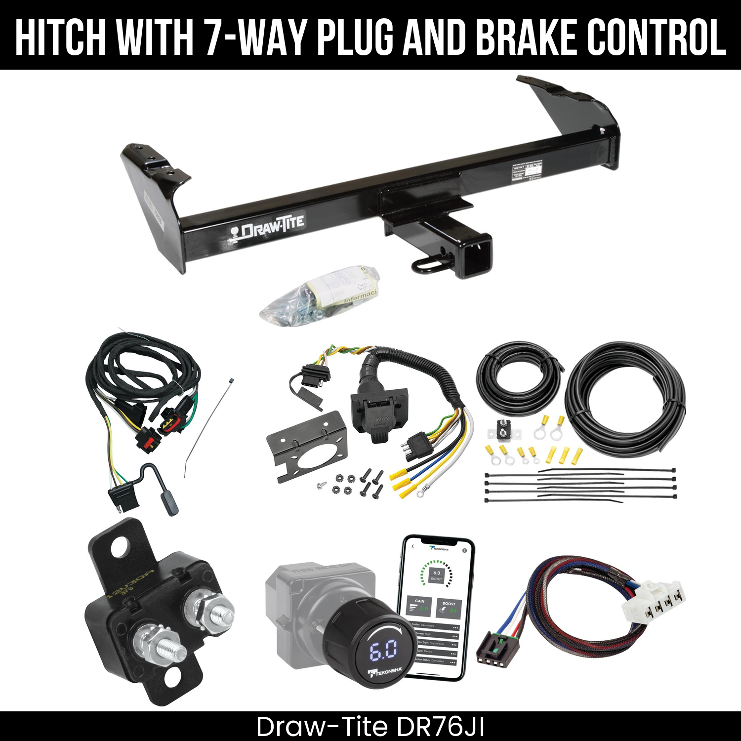 Draw Tite DR76JI Hitch With 7 Way Plug And Brake Control Bundle Featureimg