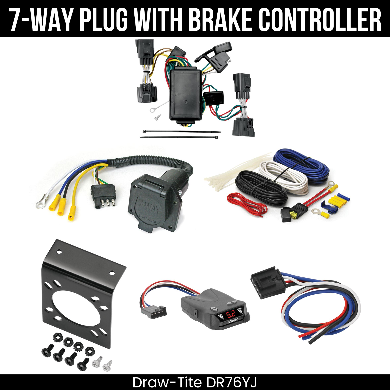 Trailer Wiring 7-Way Economy Plug w/ Bracket , Draw-Tite Activator IV Brake Control
