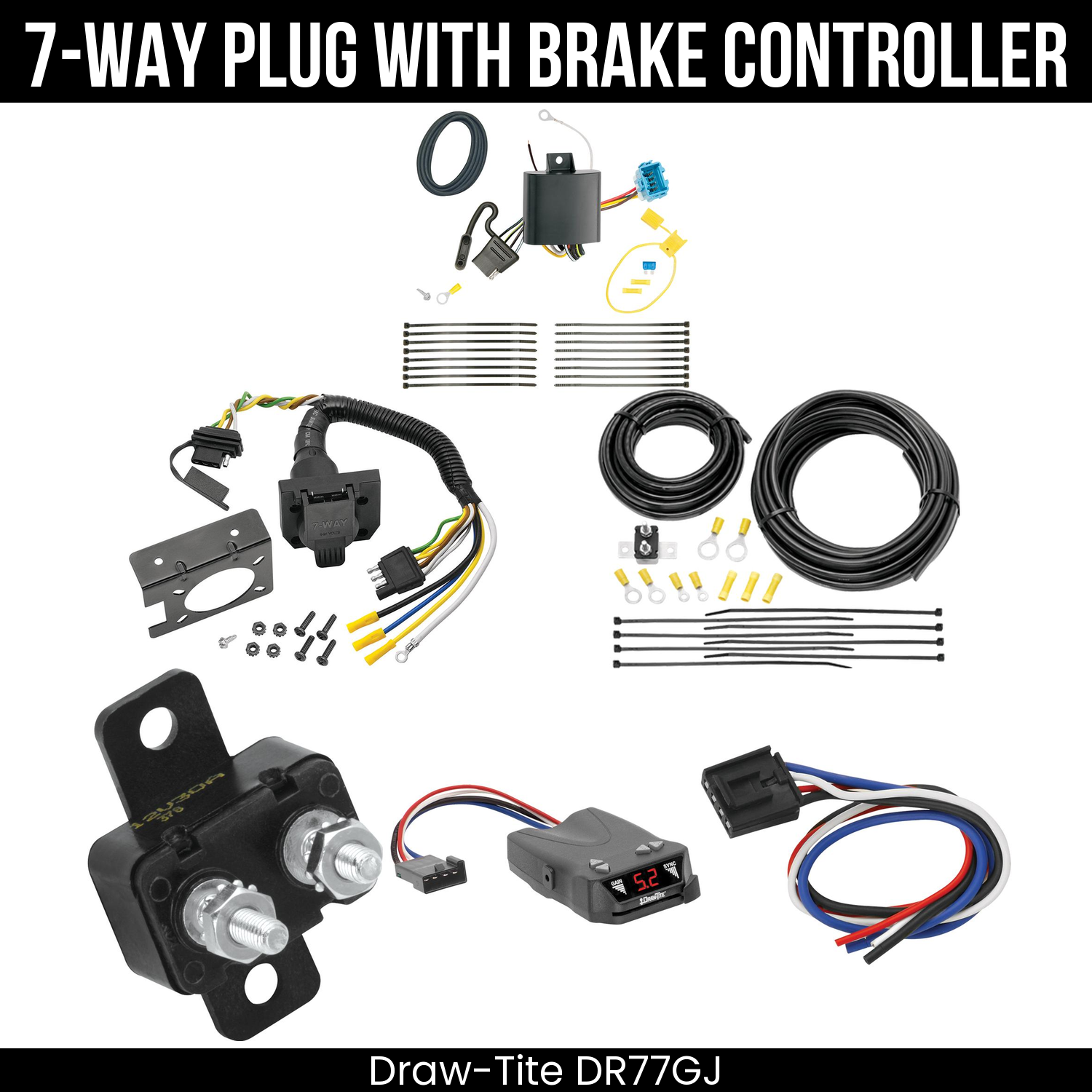 Trailer Wiring 7-Way Plug w/ Bracket , Draw-Tite Activator IV Brake Control