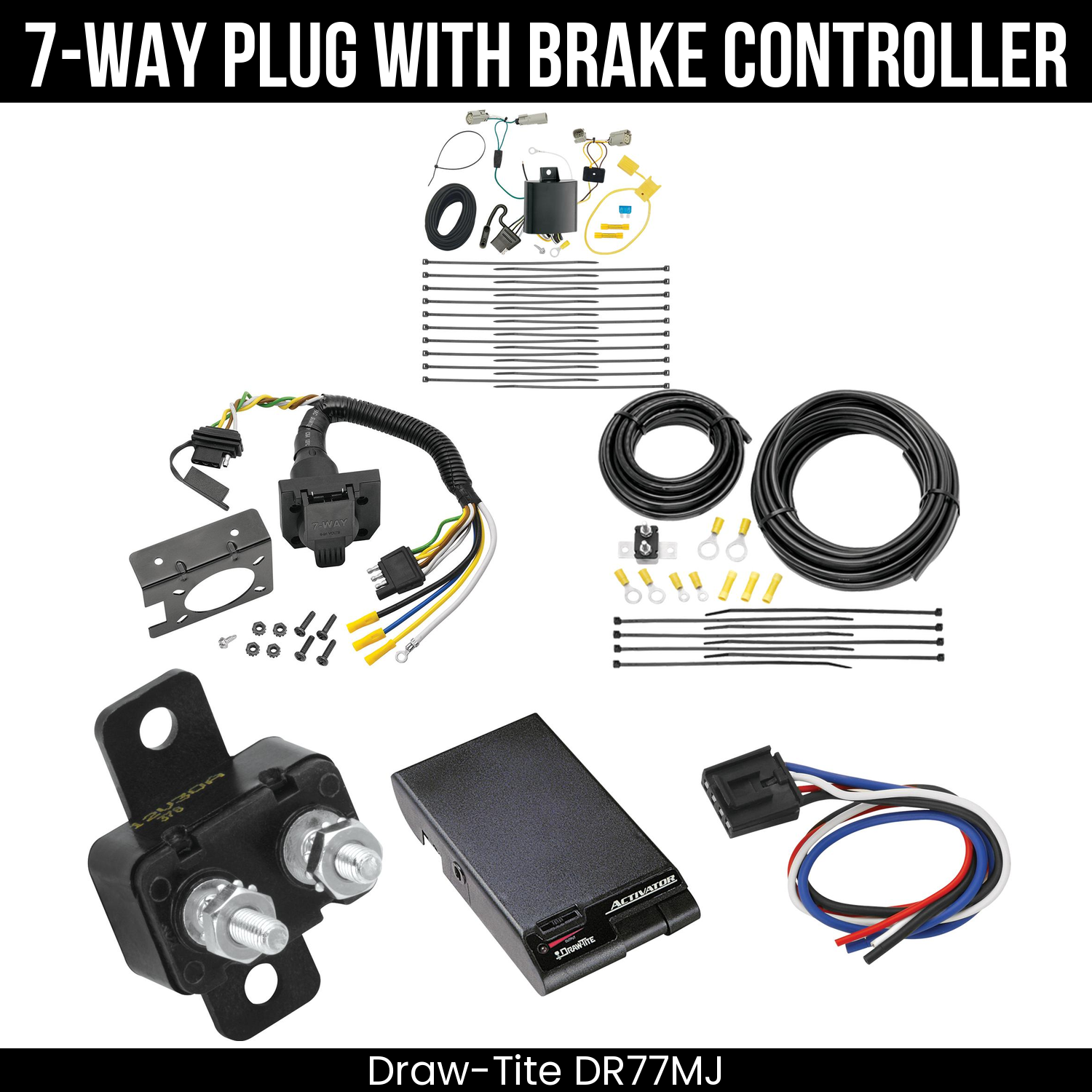 Trailer Wiring 7-Way Plug w/ Bracket , Draw-Tite Activator Brake Control