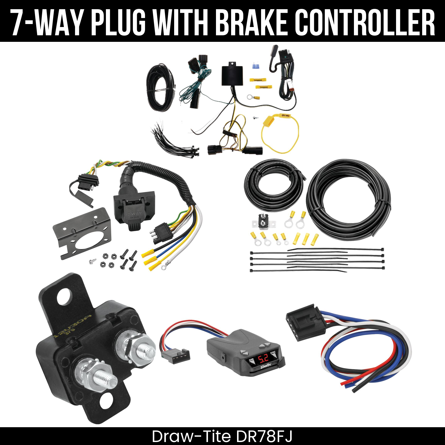 Trailer Wiring 7-Way Plug w/ Bracket , Draw-Tite Activator IV Brake Control