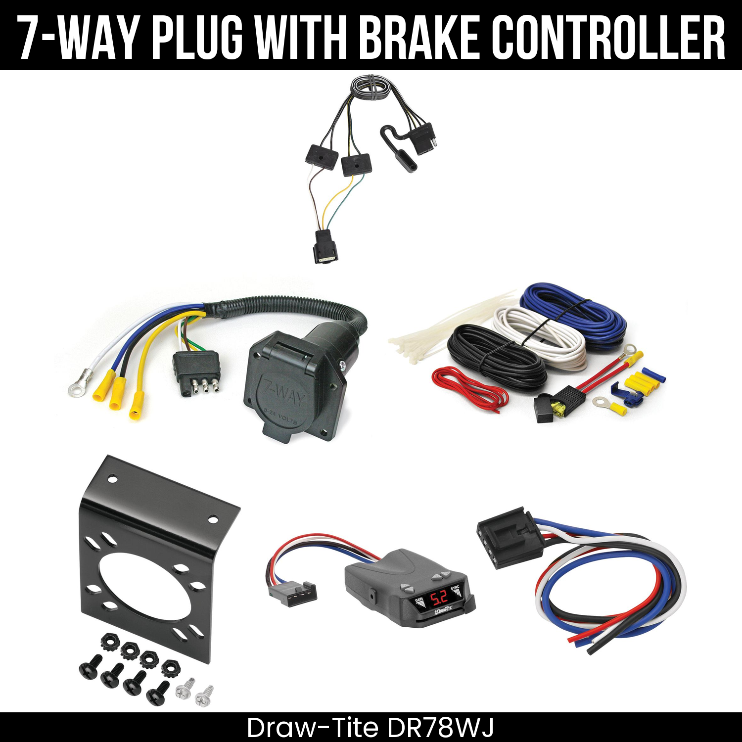 Trailer Wiring 7-Way Economy Plug w/ Bracket , Draw-Tite Activator IV Brake Control