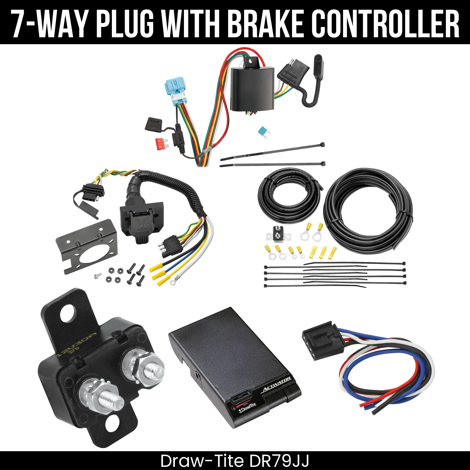Trailer Wiring 7-Way Plug w/ Bracket , Draw-Tite Activator Brake Control
