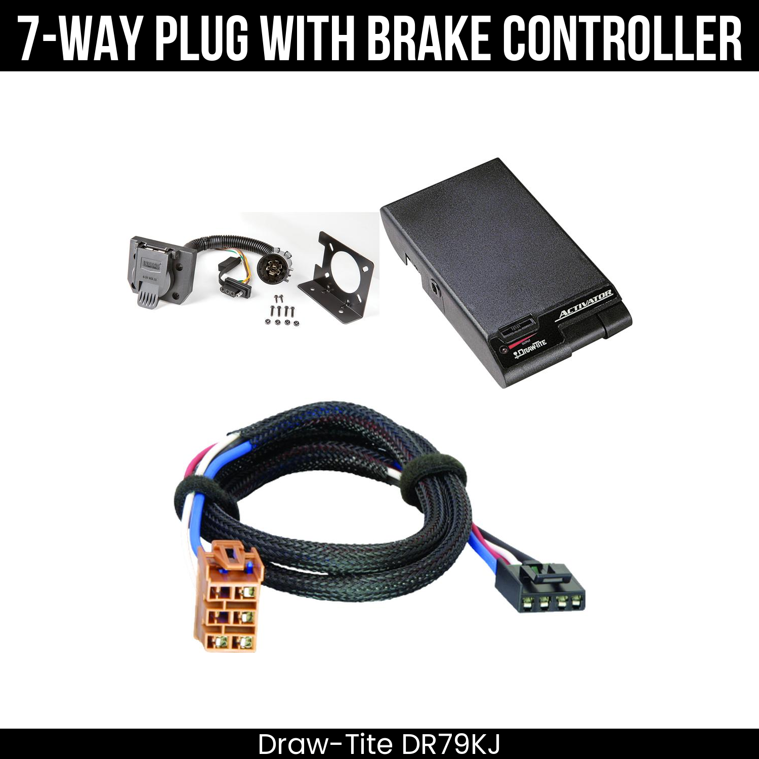 Trailer Wiring 7-Way Plug w/ Bracket , Draw-Tite Activator Brake Control