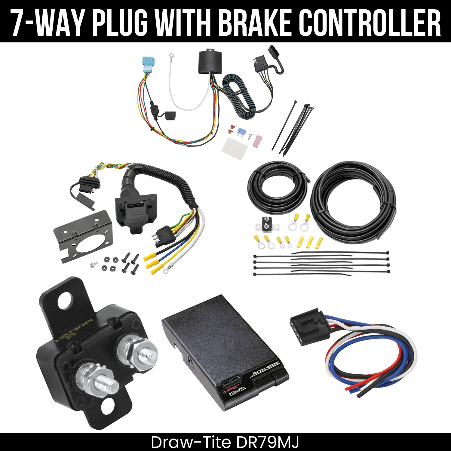 Trailer Wiring 7-Way Plug w/ Bracket , Draw-Tite Activator Brake Control