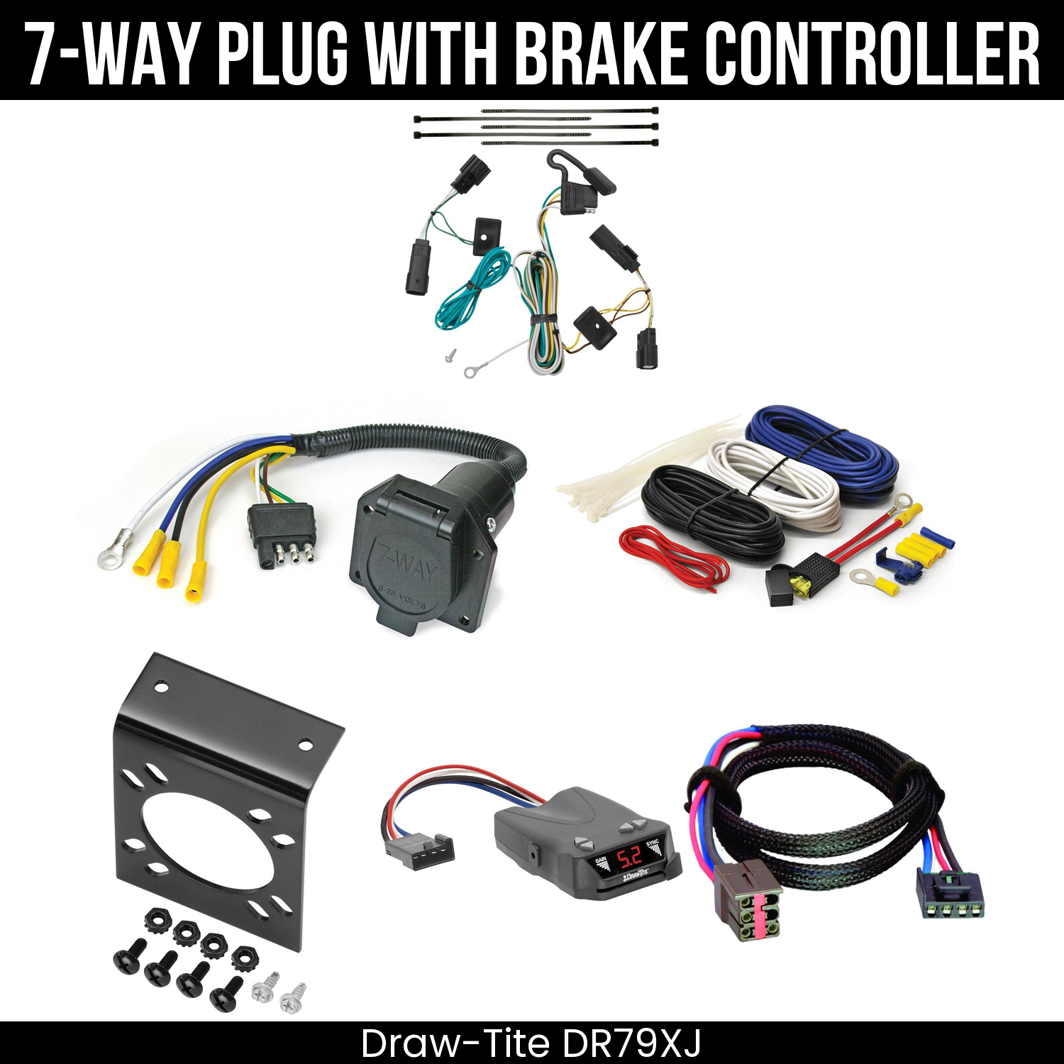 Trailer Wiring 7-Way Economy Plug w/ Bracket , Draw-Tite Activator IV Brake Control