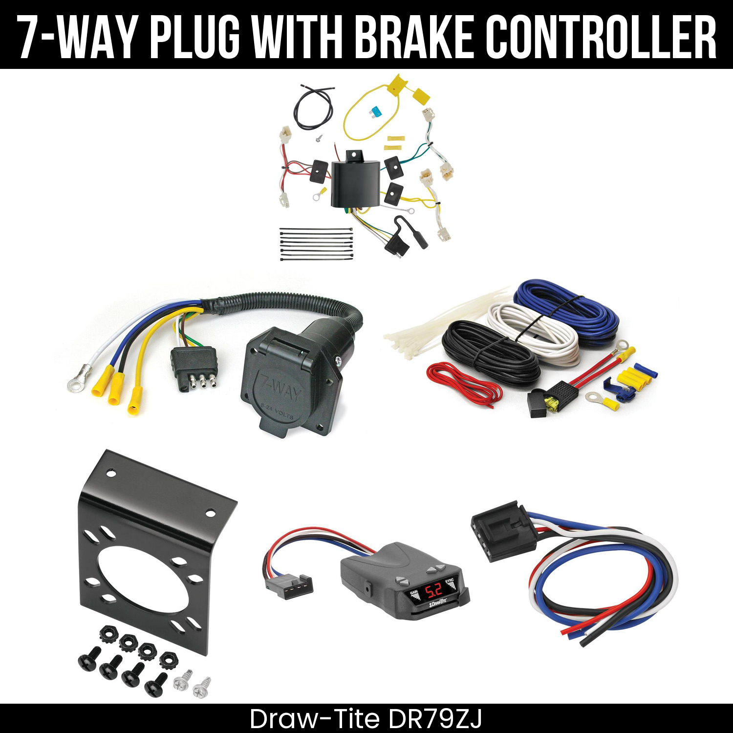 Trailer Wiring 7-Way Economy Plug w/ Bracket , Draw-Tite Activator IV Brake Control