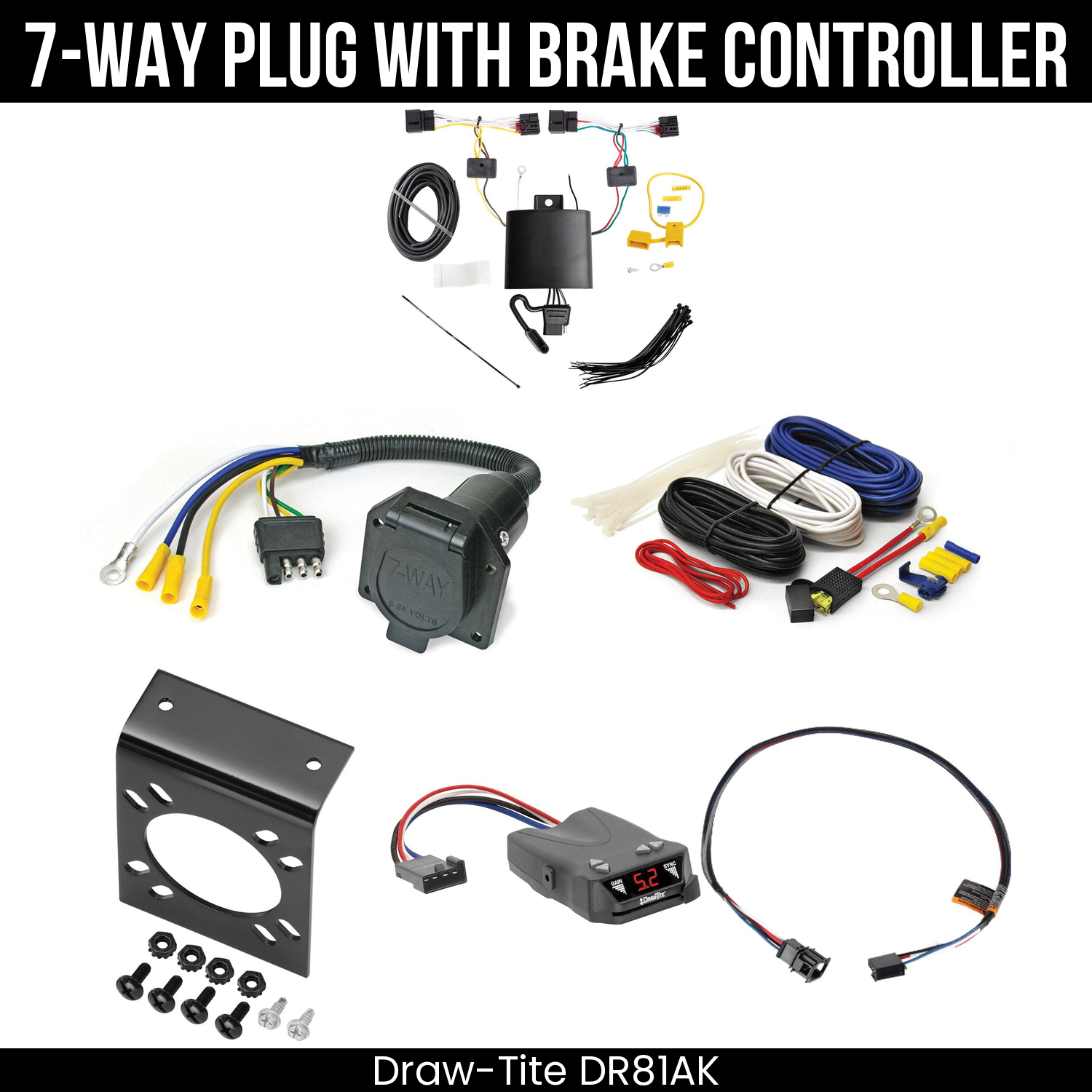 Trailer Wiring 7-Way Economy Plug w/ Bracket , Draw-Tite Activator IV Brake Control