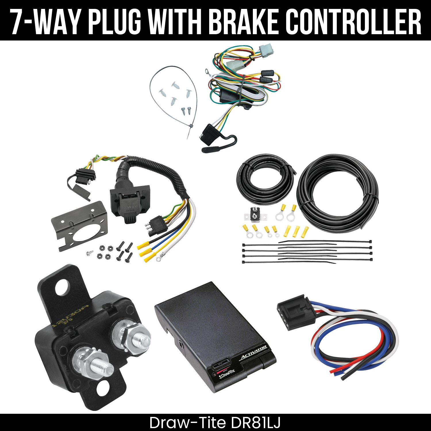 Trailer Wiring 7-Way Plug w/ Bracket , Draw-Tite Activator Brake Control
