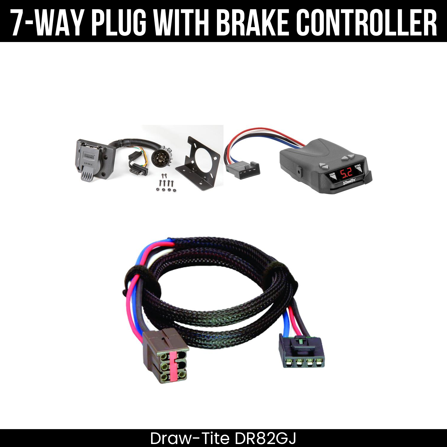 Trailer Wiring 7-Way Plug w/ Bracket , Draw-Tite Activator IV Brake Control