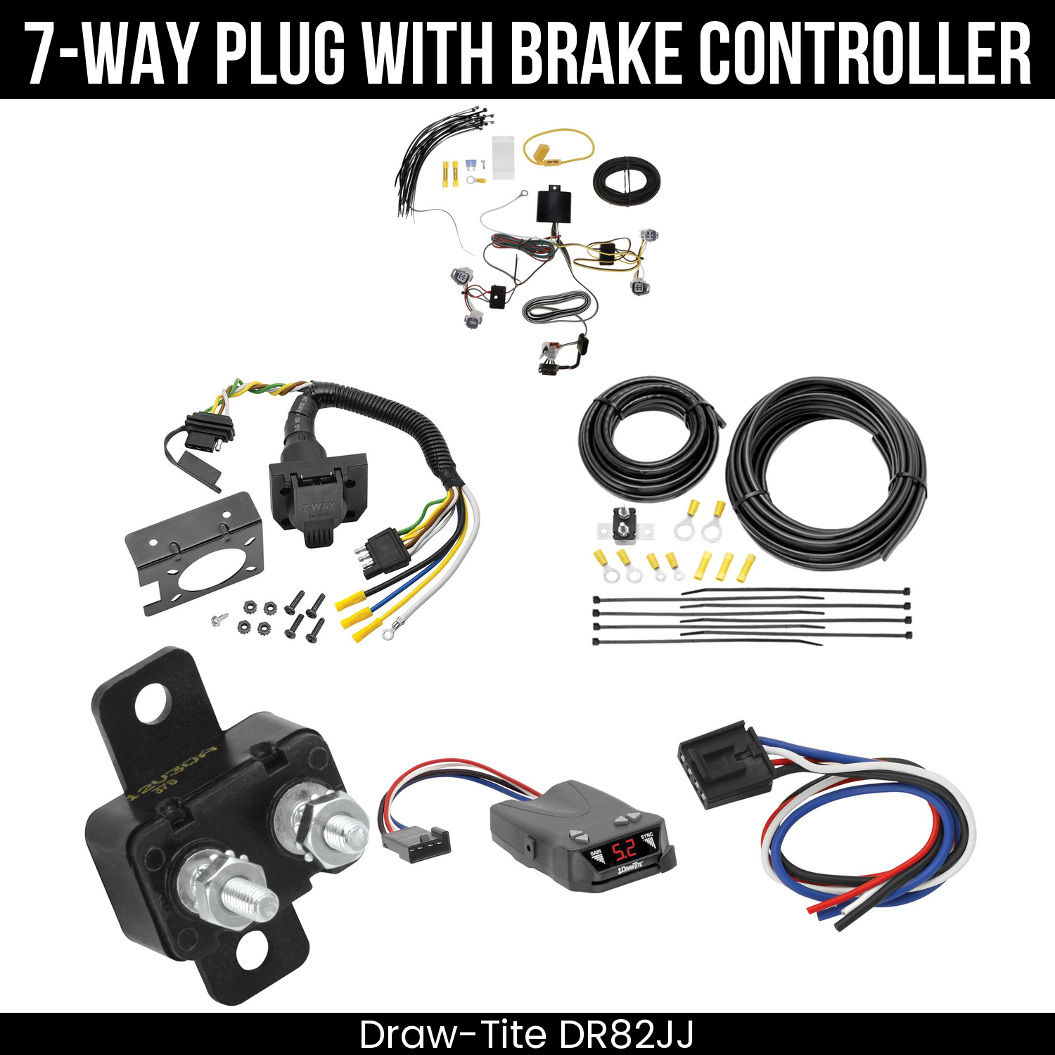 Trailer Wiring 7-Way Plug w/ Bracket , Draw-Tite Activator IV Brake Control