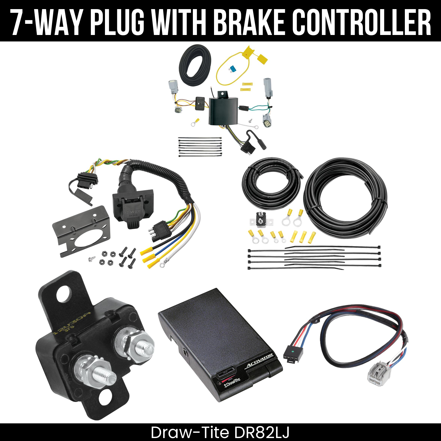 Trailer Wiring 7-Way Plug w/ Bracket , Draw-Tite Activator Brake Control