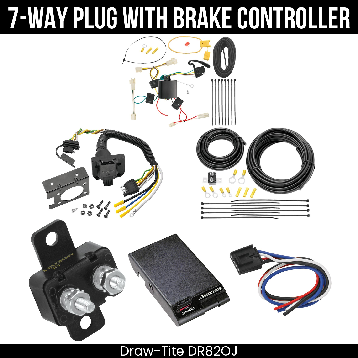 Trailer Wiring 7-Way Plug w/ Bracket , Draw-Tite Activator Brake Control