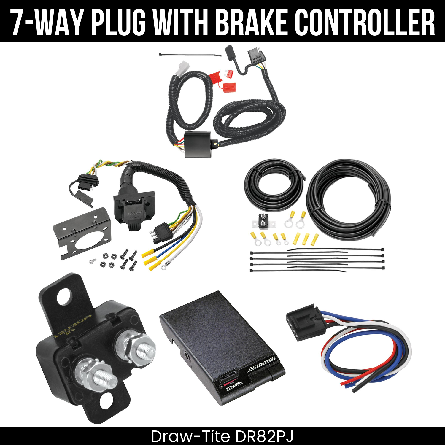 Trailer Wiring 7-Way Plug w/ Bracket , Draw-Tite Activator Brake Control