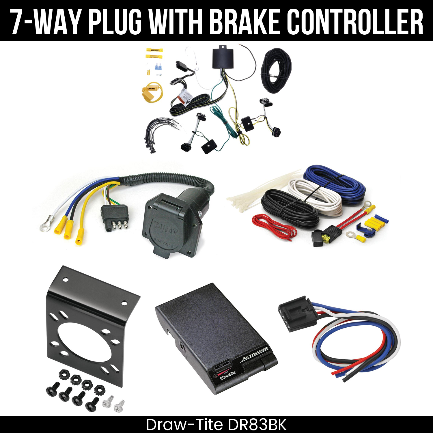 Trailer Wiring 7-Way Economy Plug w/ Bracket , Draw-Tite Activator Brake Control