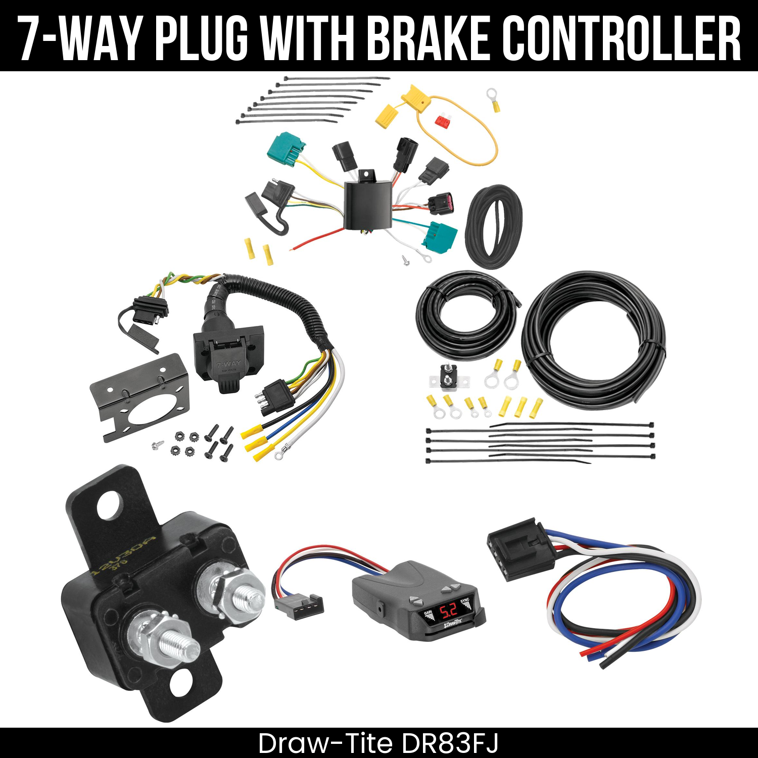Trailer Wiring 7-Way Plug w/ Bracket , Draw-Tite Activator IV Brake Control