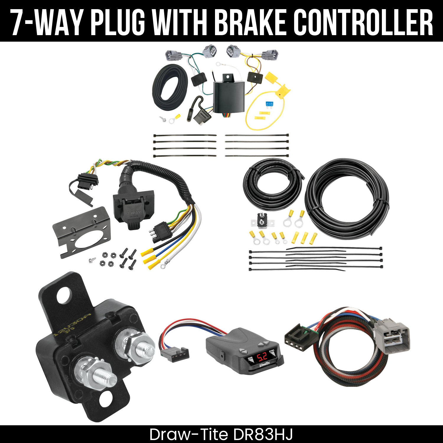 Trailer Wiring 7-Way Plug w/ Bracket , Draw-Tite Activator IV Brake Control