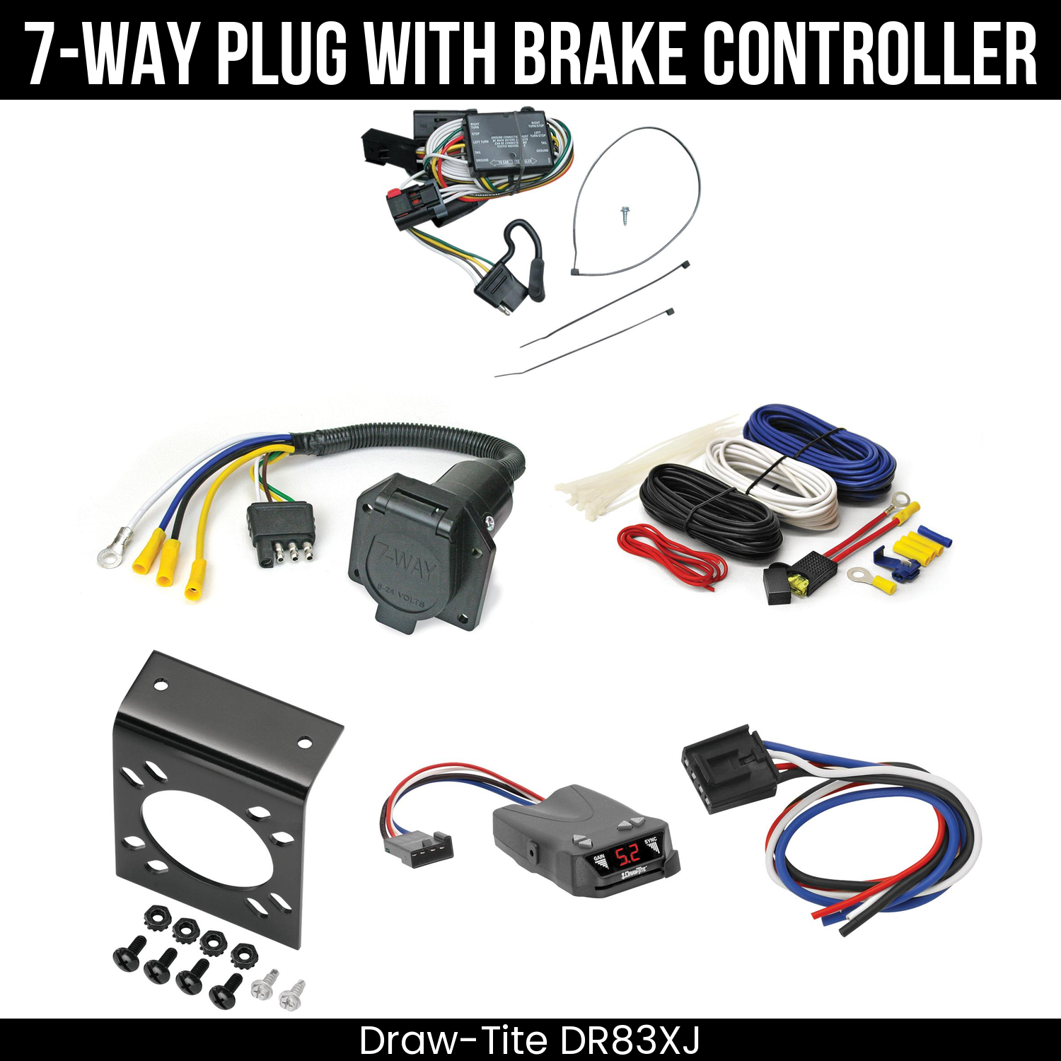 Trailer Wiring 7-Way Economy Plug w/ Bracket , Draw-Tite Activator IV Brake Control
