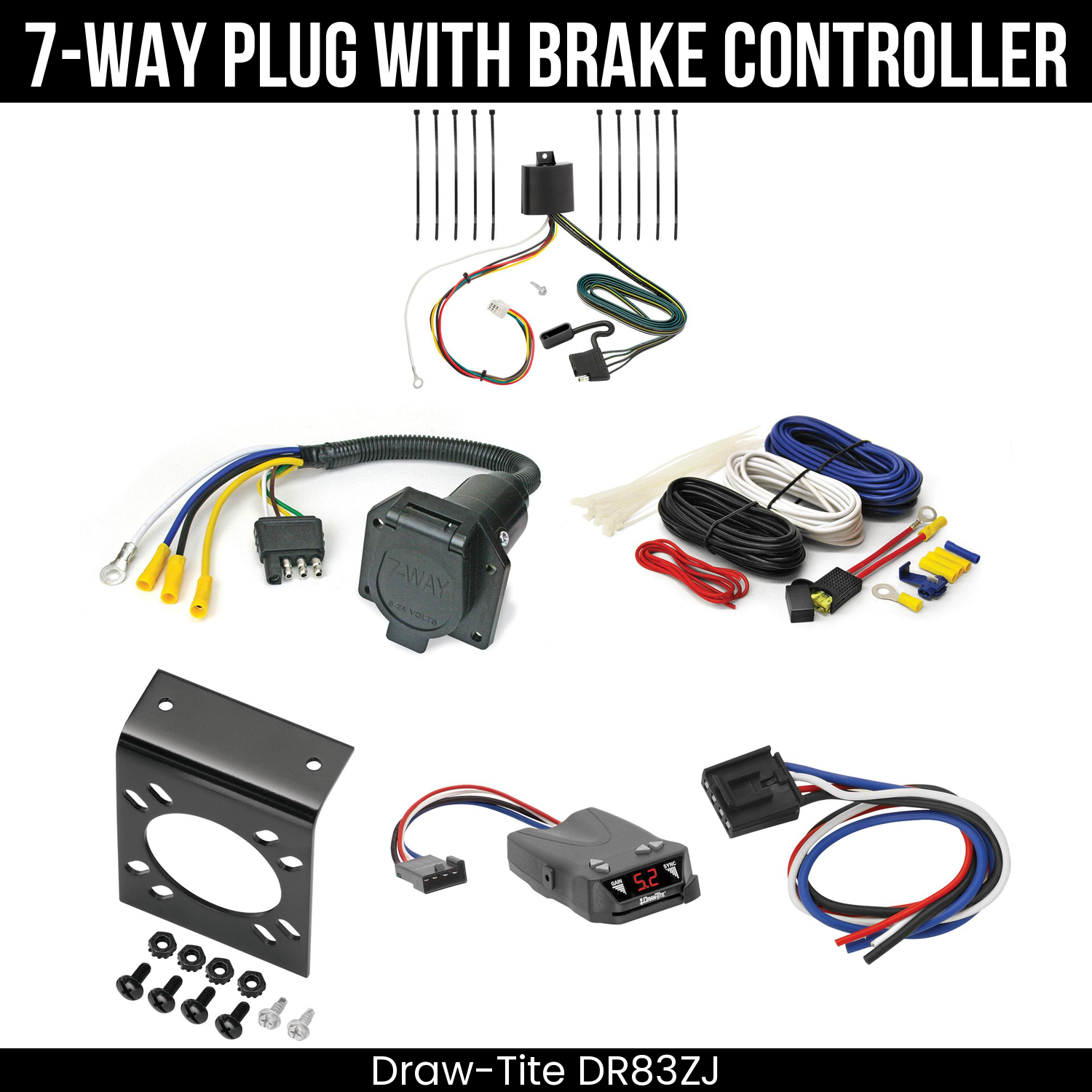 Trailer Wiring 7-Way Economy Plug w/ Bracket , Draw-Tite Activator IV Brake Control