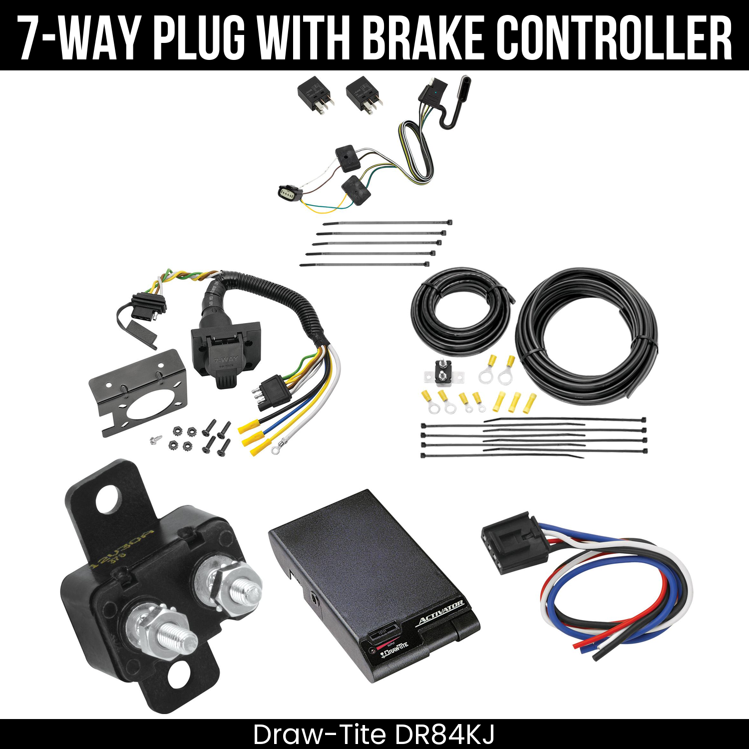 Trailer Wiring 7-Way Plug w/ Bracket , Draw-Tite Activator Brake Control