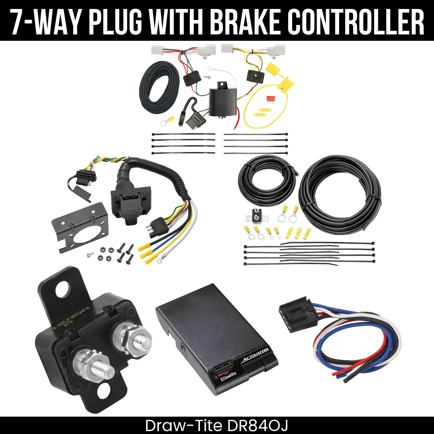 Trailer Wiring 7-Way Plug w/ Bracket , Draw-Tite Activator Brake Control