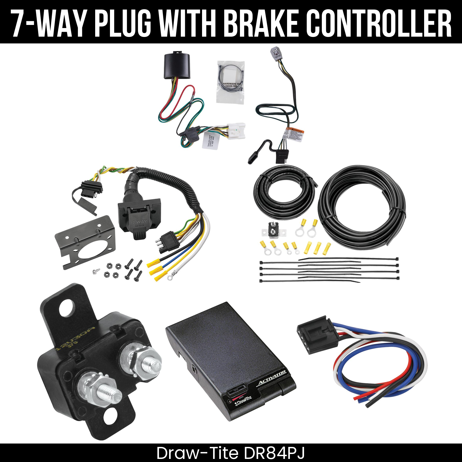 Trailer Wiring 7-Way Plug w/ Bracket , Draw-Tite Activator Brake Control
