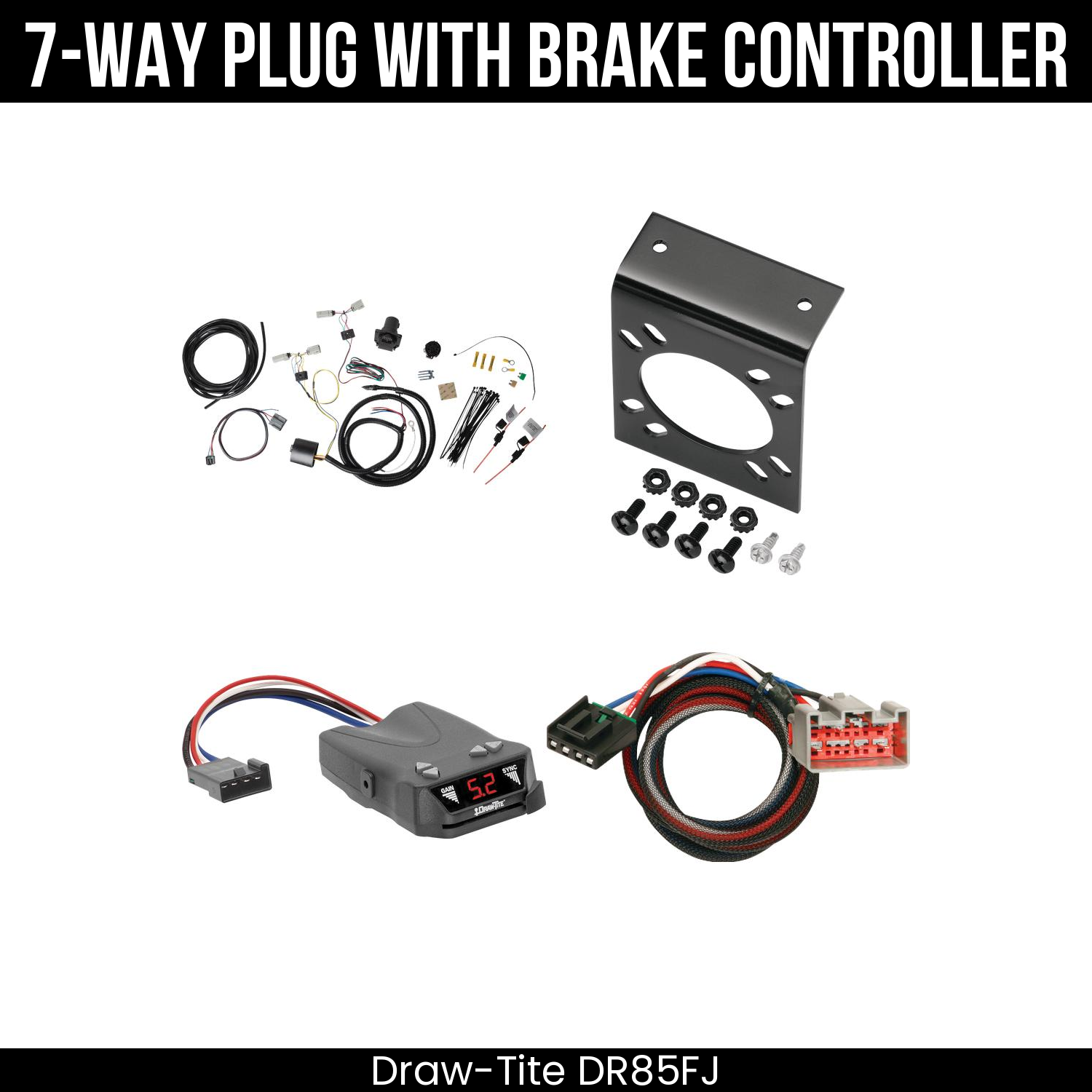 Trailer Wiring 7-Way Plug w/ Bracket , Draw-Tite Activator IV Brake Control