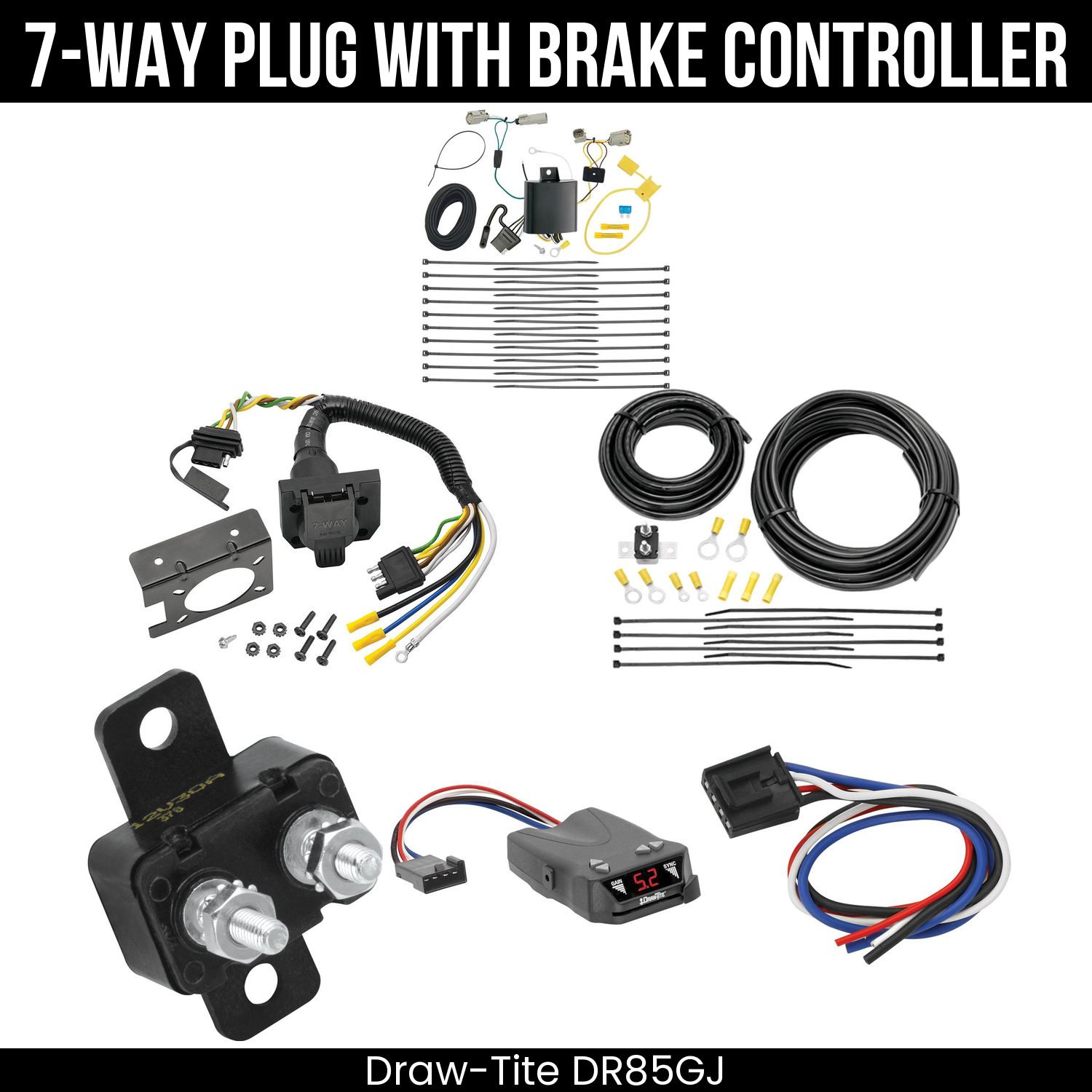 Trailer Wiring 7-Way Plug w/ Bracket , Draw-Tite Activator IV Brake Control