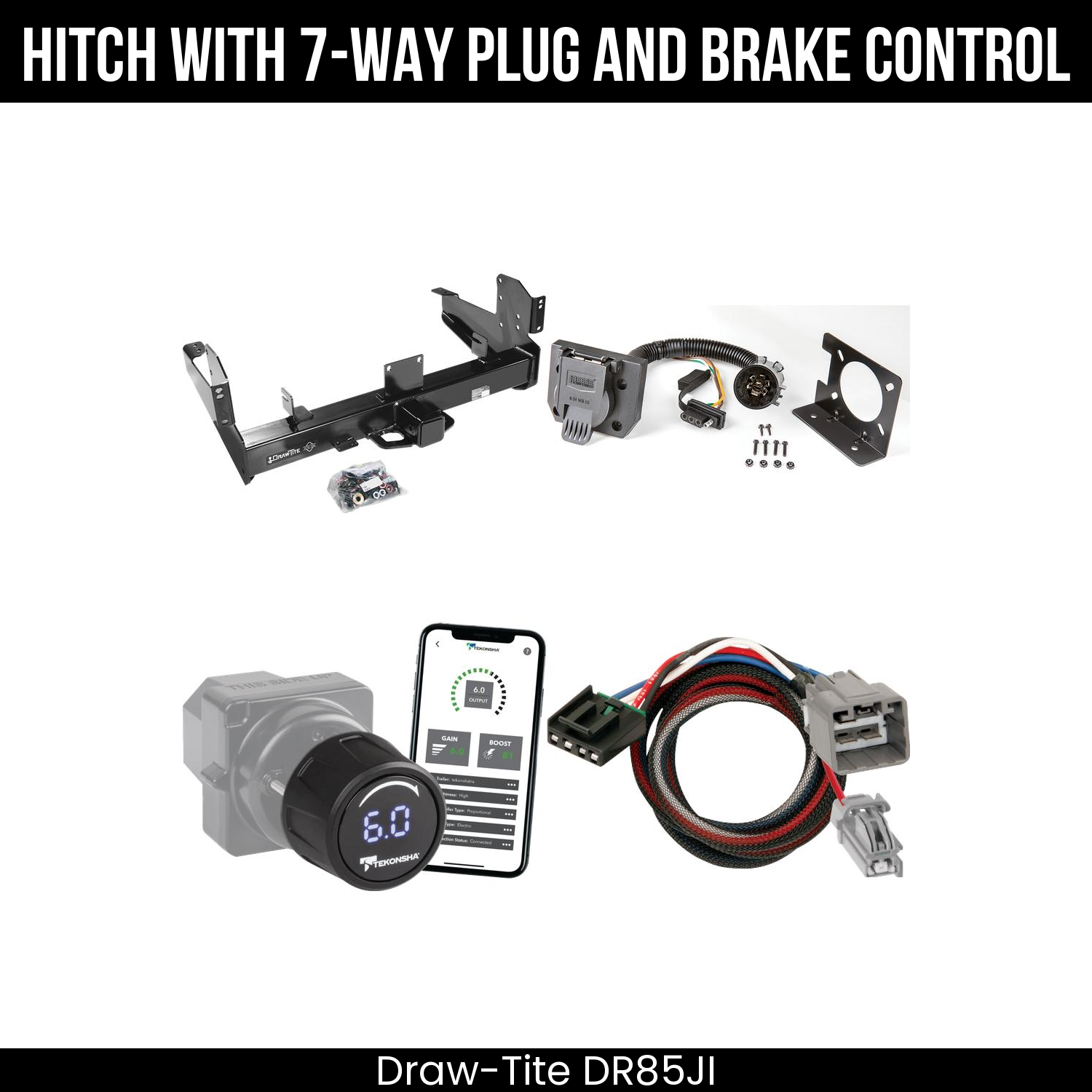 Draw Tite DR85JI Hitch With 7 Way Plug And Brake Control Bundle Featureimg
