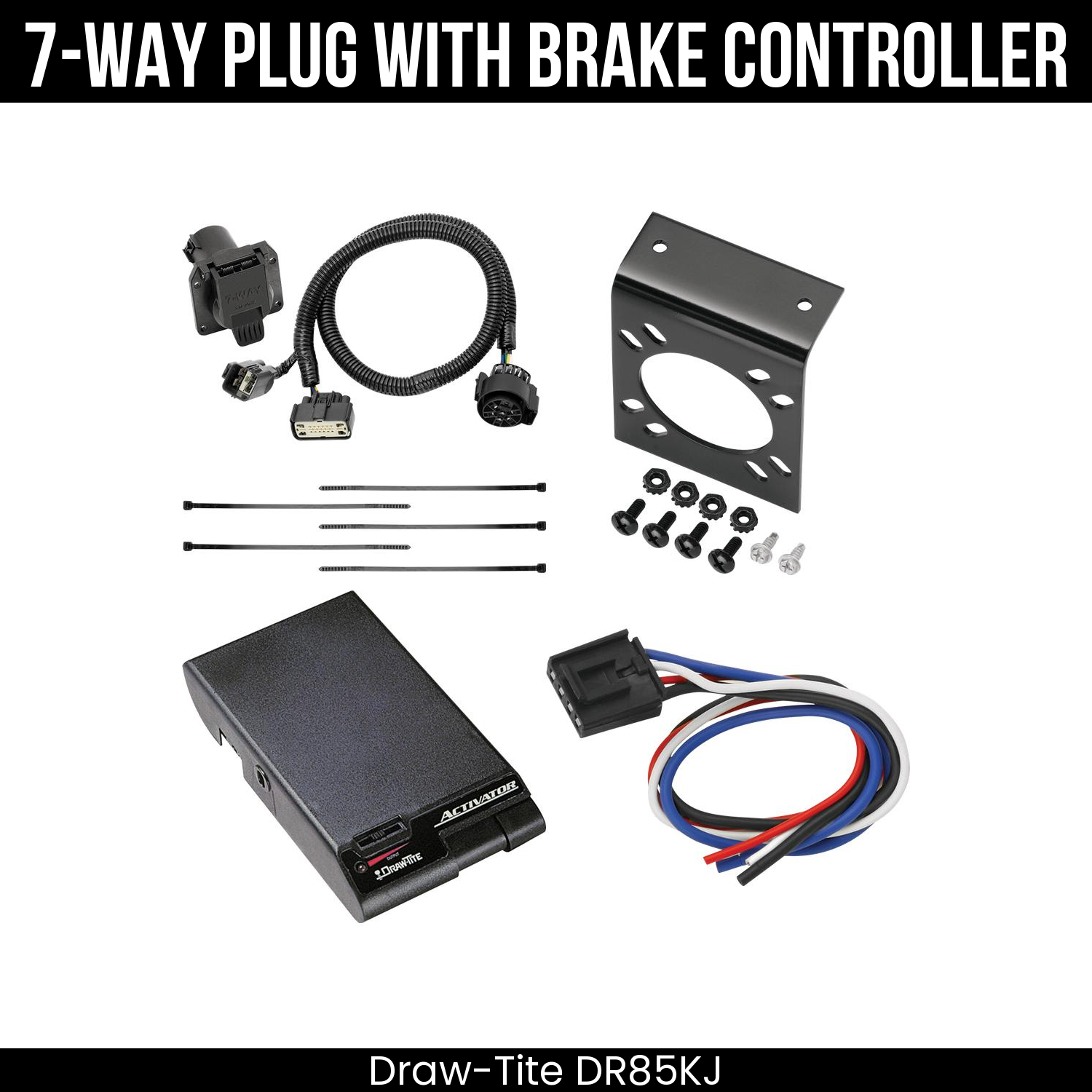 Trailer Wiring 7-Way Plug w/ Bracket , Draw-Tite Activator Brake Control