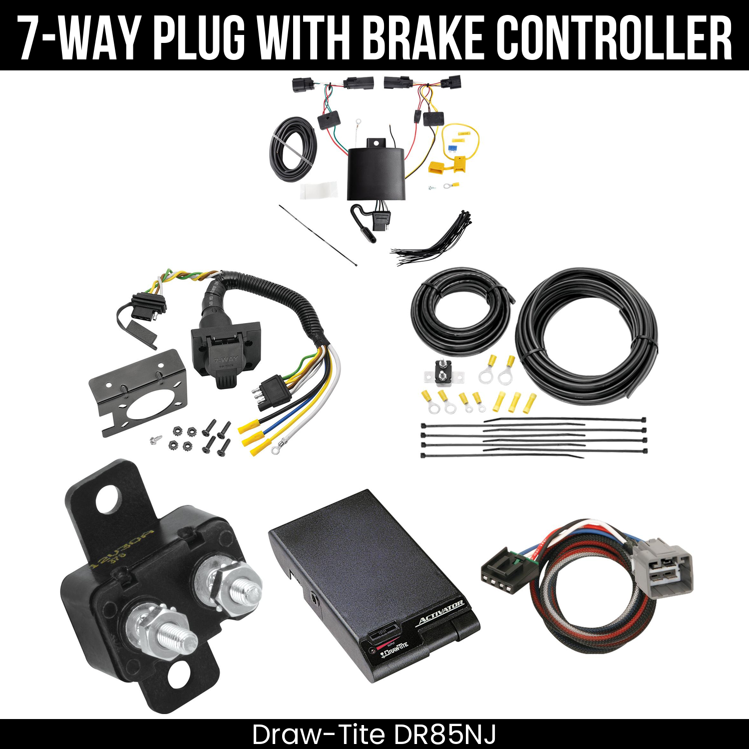 Trailer Wiring 7-Way Plug w/ Bracket , Draw-Tite Activator Brake Control