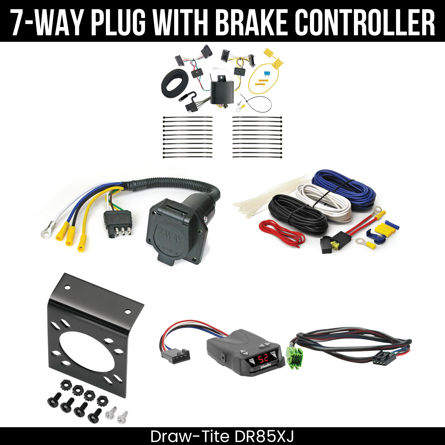 Trailer Wiring 7-Way Economy Plug w/ Bracket , Draw-Tite Activator IV Brake Control