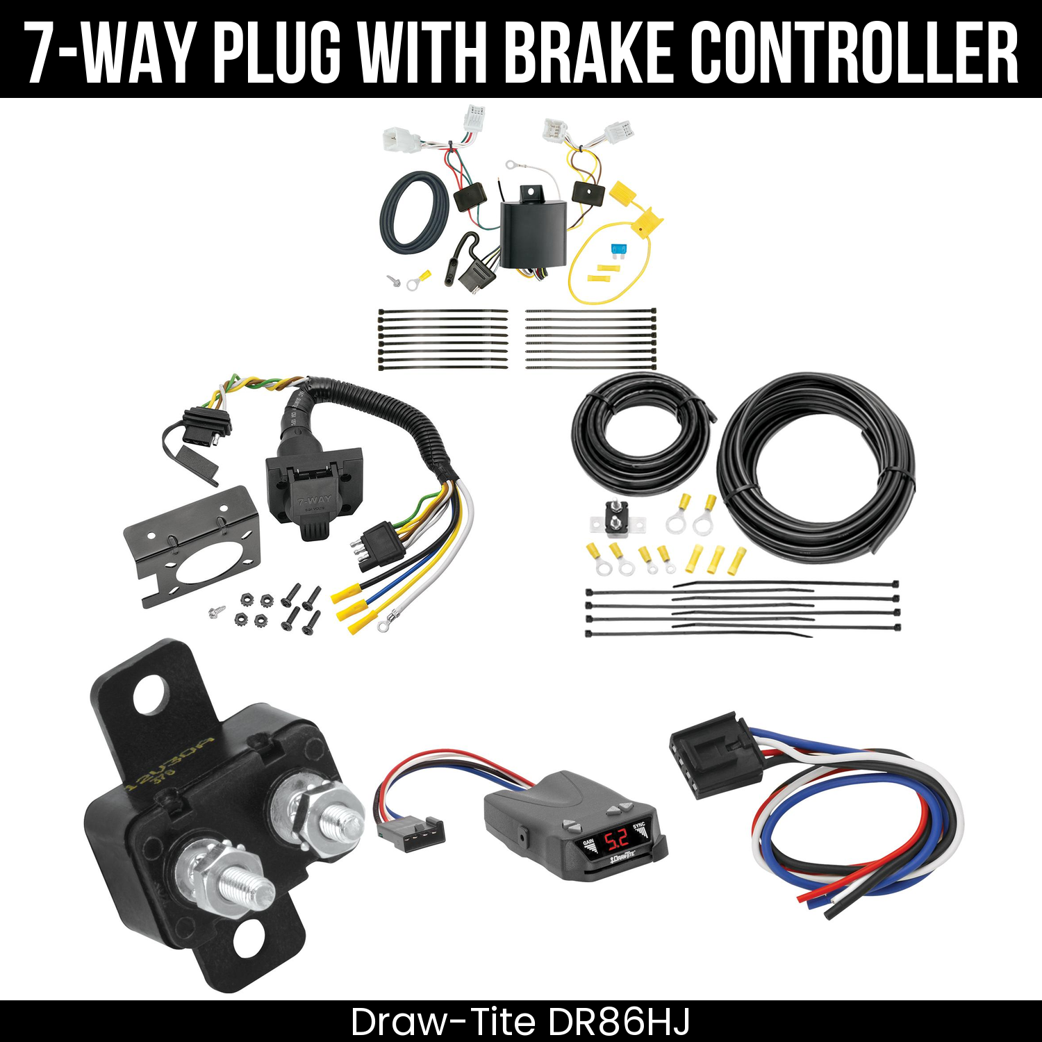 Trailer Wiring 7-Way Plug w/ Bracket , Draw-Tite Activator IV Brake Control