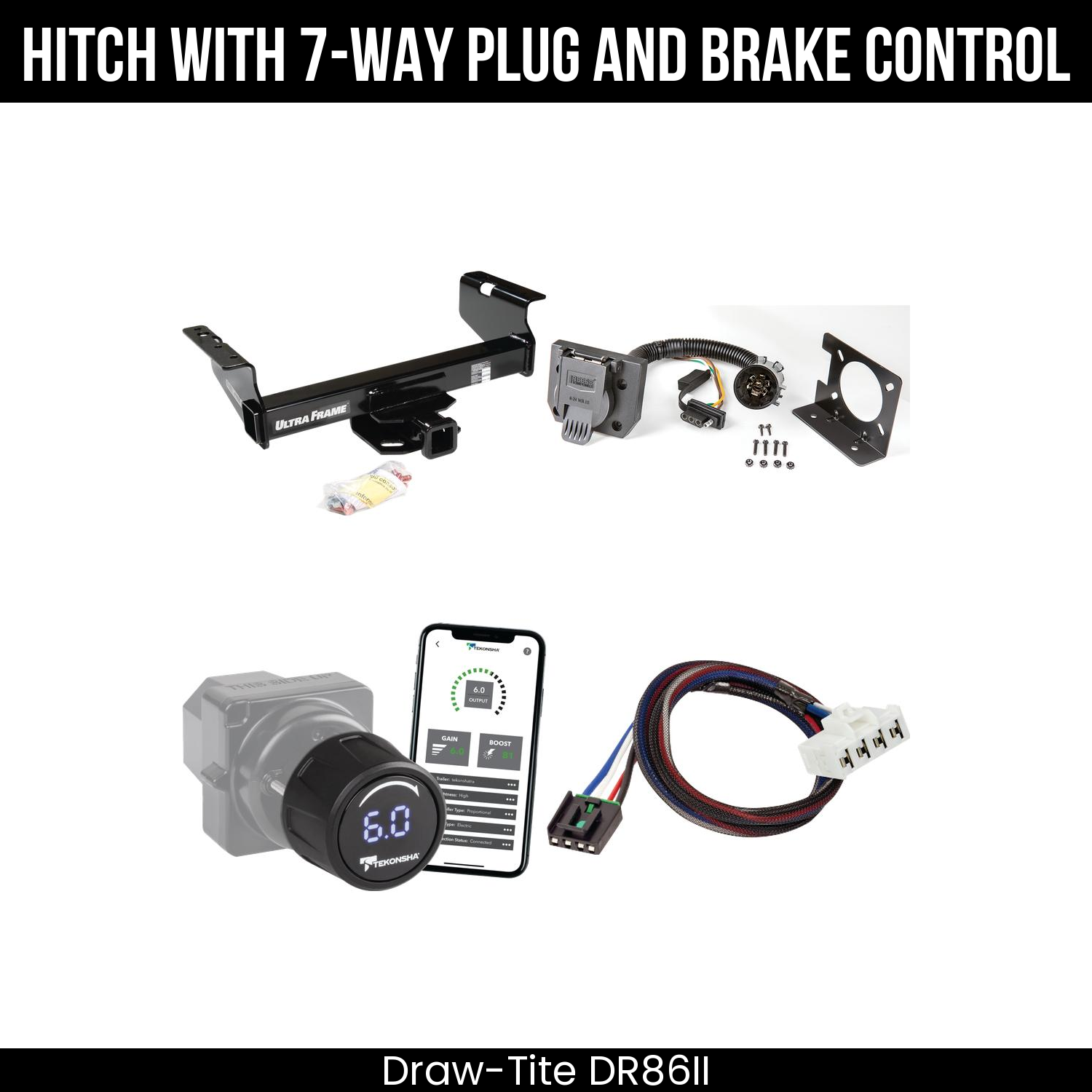 Draw Tite DR86II Hitch With 7 Way Plug And Brake Control Bundle Featureimg