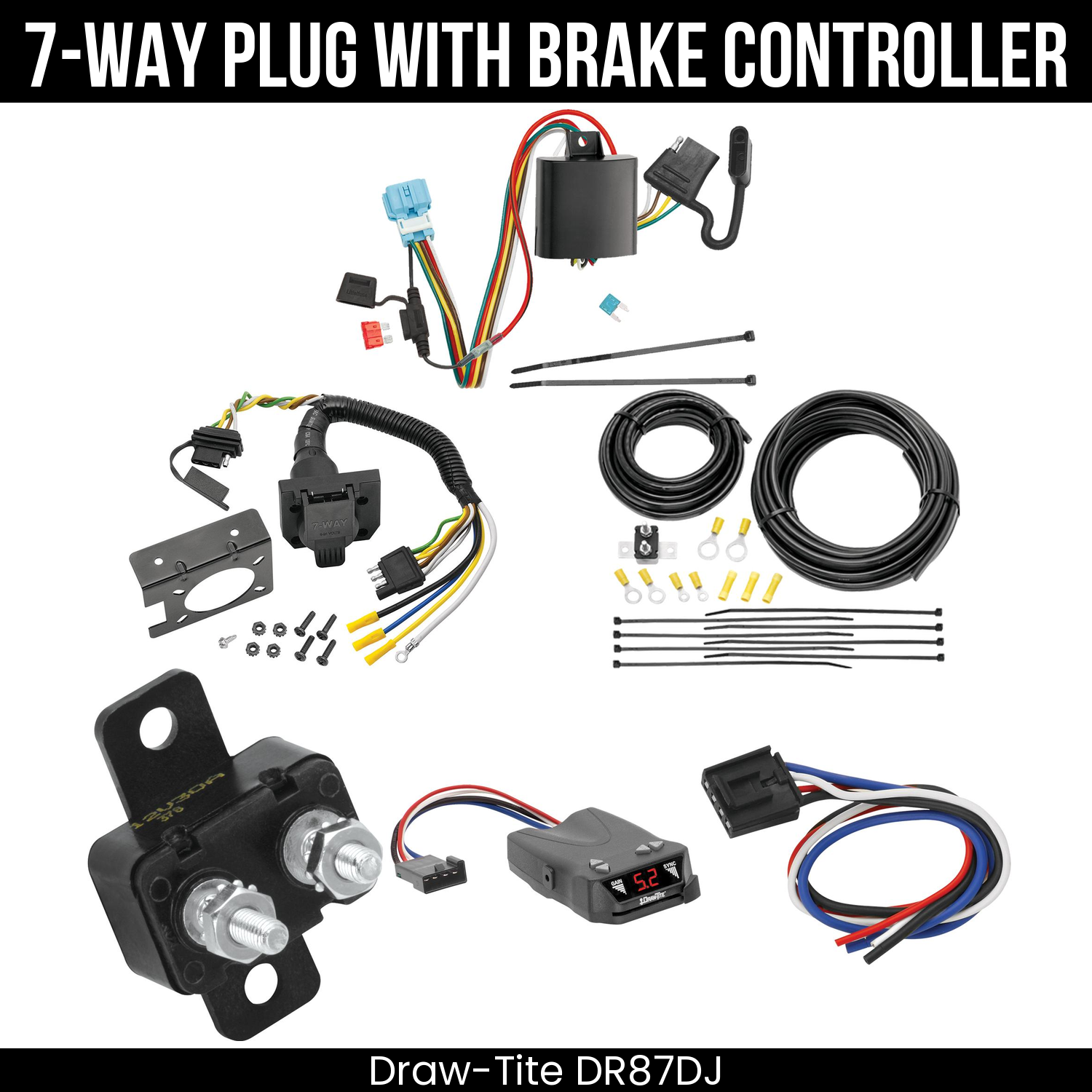 Trailer Wiring 7-Way Plug w/ Bracket , Draw-Tite Activator IV Brake Control