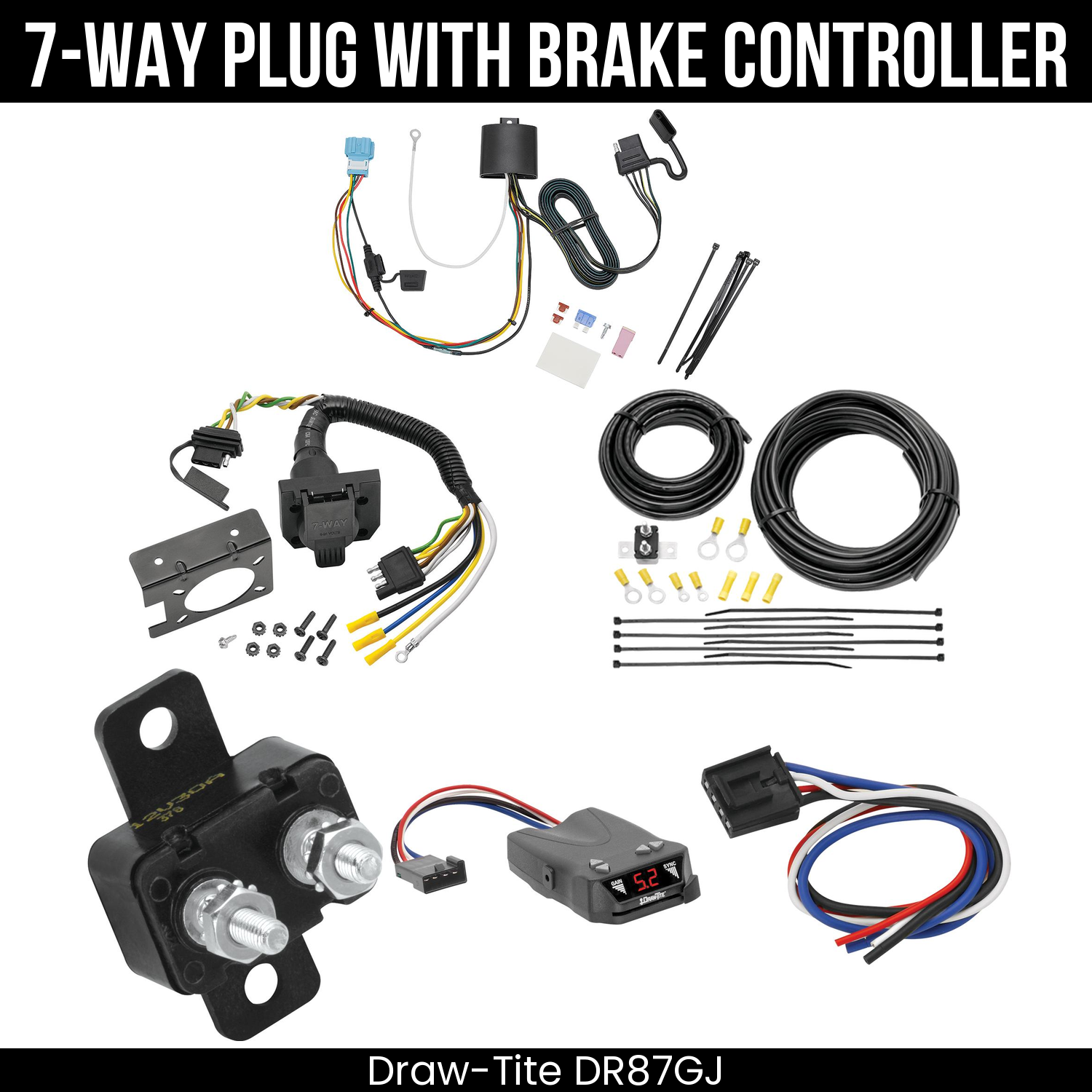 Trailer Wiring 7-Way Plug w/ Bracket , Draw-Tite Activator IV Brake Control