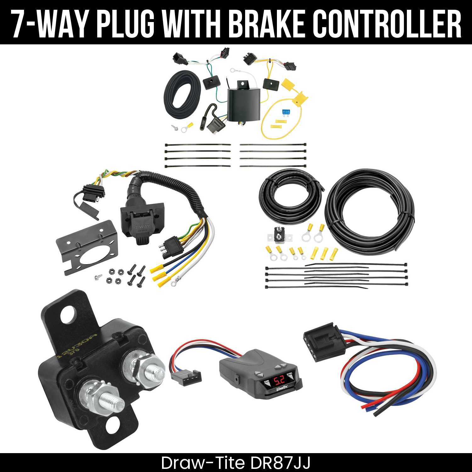 Trailer Wiring 7-Way Plug w/ Bracket , Draw-Tite Activator IV Brake Control
