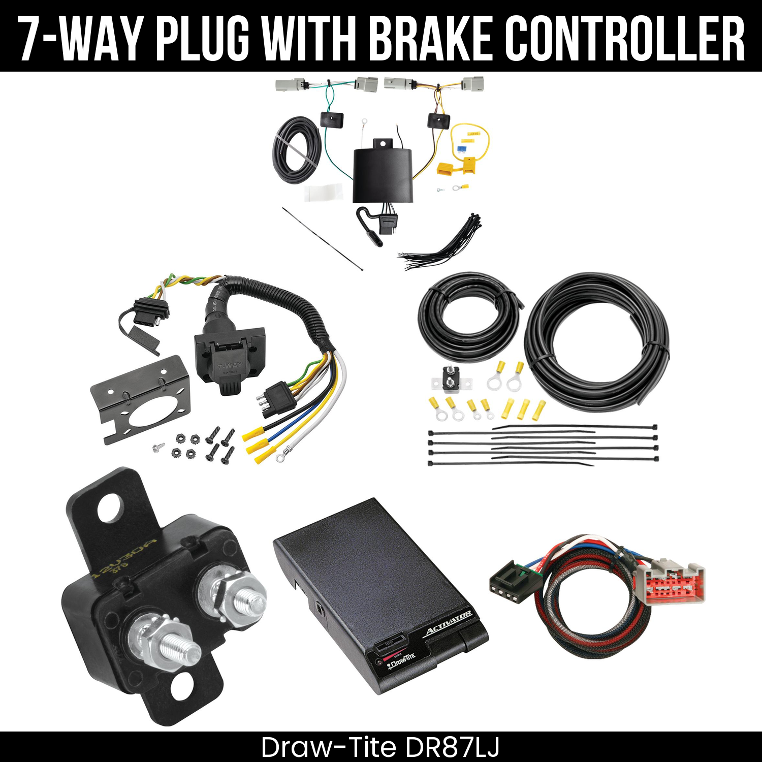 Trailer Wiring 7-Way Plug w/ Bracket , Draw-Tite Activator Brake Control