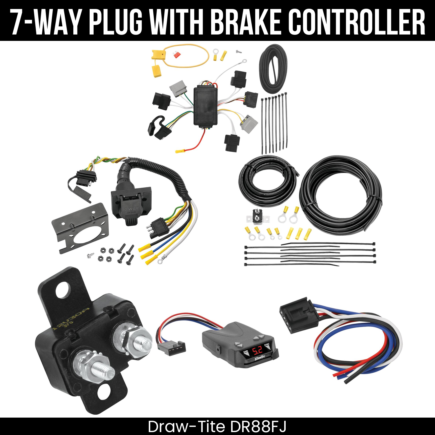 Trailer Wiring 7-Way Plug w/ Bracket , Draw-Tite Activator IV Brake Control