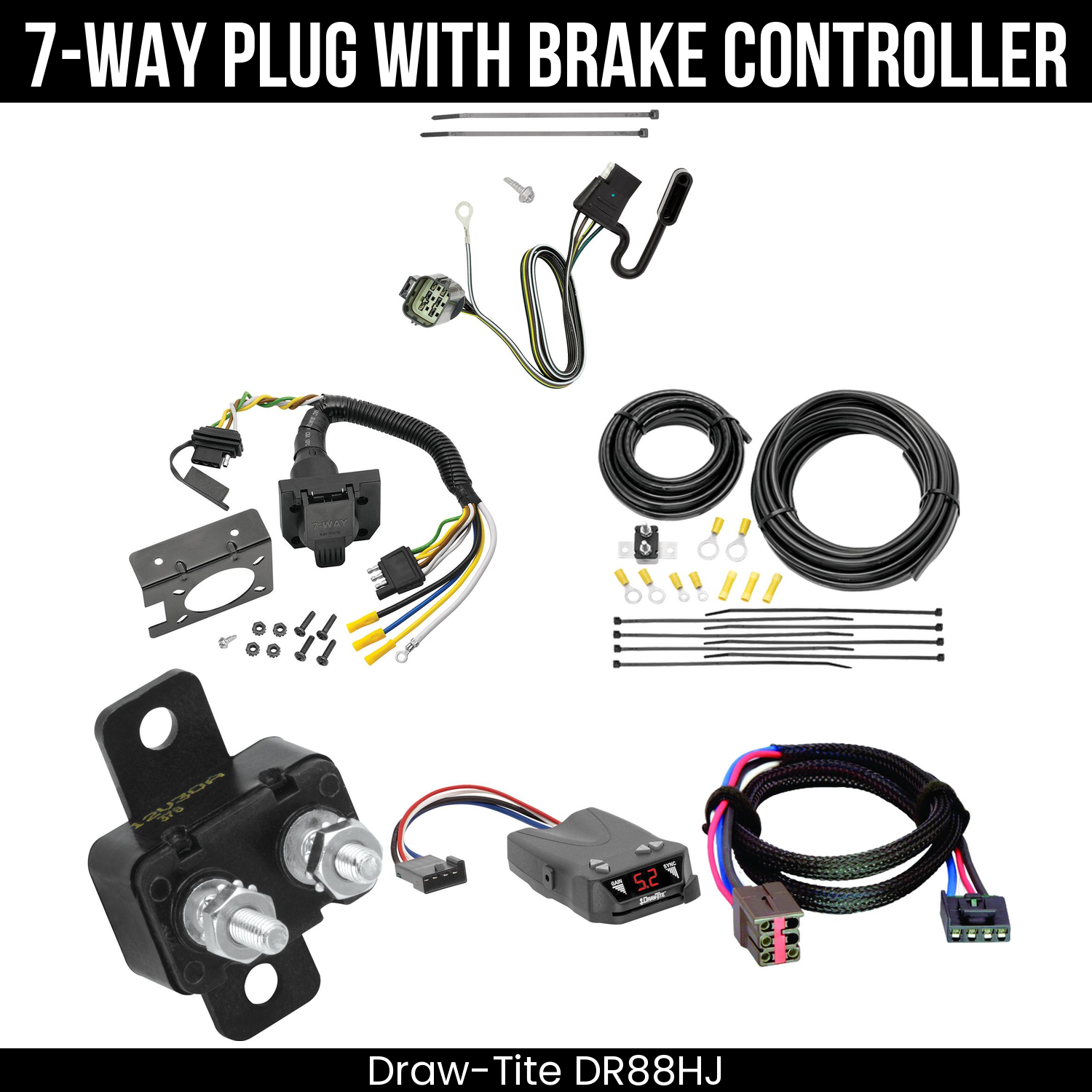 Trailer Wiring 7-Way Plug w/ Bracket , Draw-Tite Activator IV Brake Control