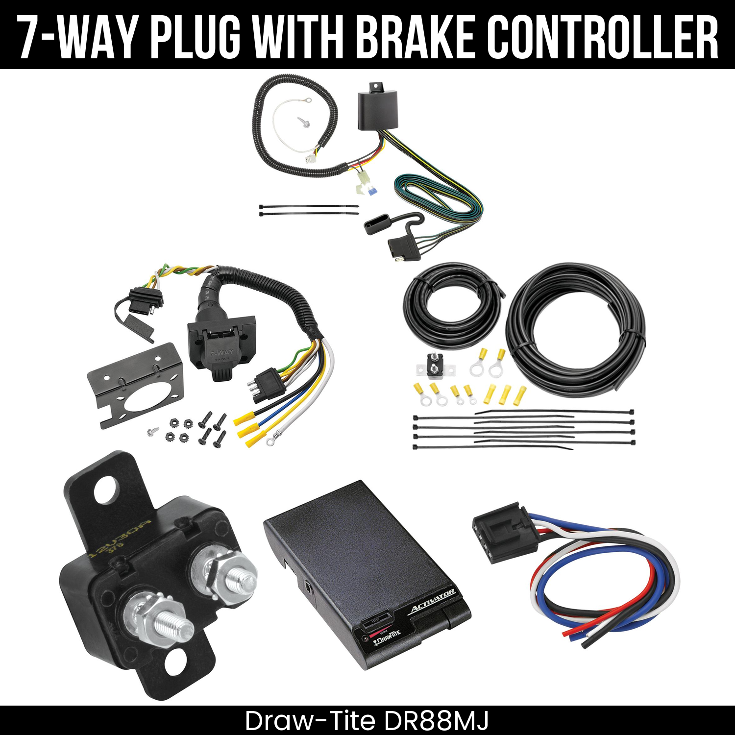 Trailer Wiring 7-Way Plug w/ Bracket , Draw-Tite Activator Brake Control